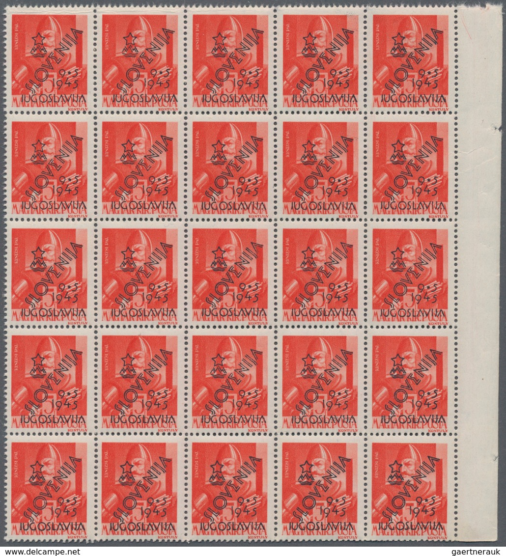 Jugoslawien - Volksrepubliken 1945: Slowenien: 1945, Hungary stamps optd. 'SLOVENIJA / 9*5/1945 / JU