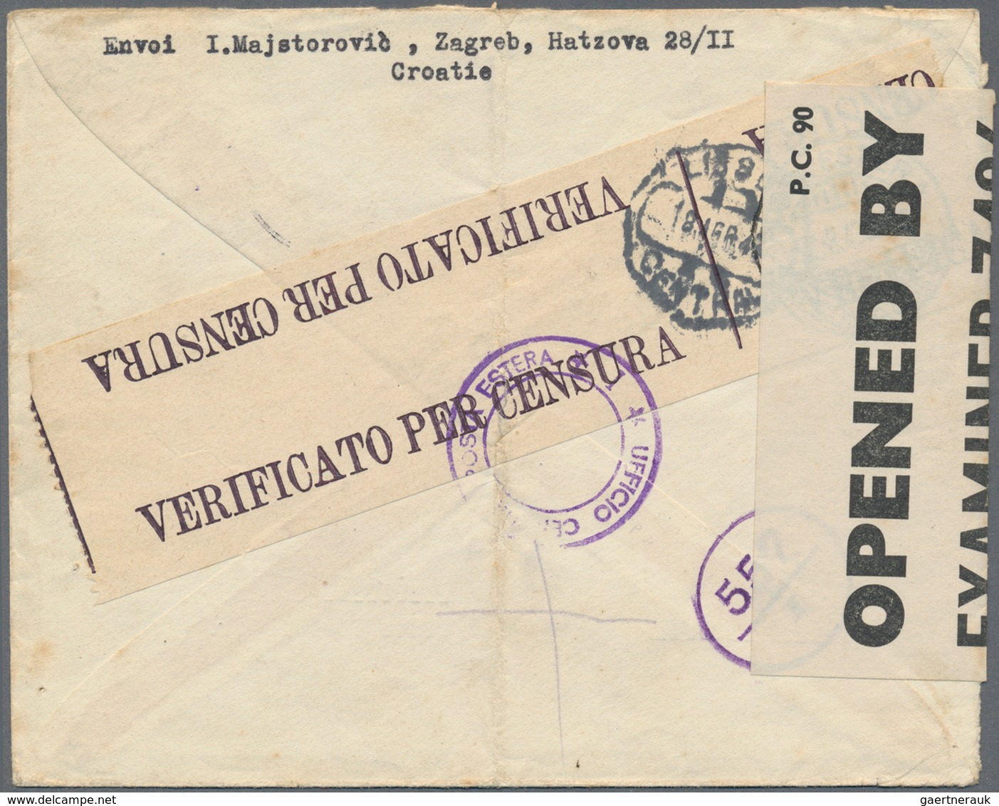 Kroatien: 1941, Cover Address For Letters To England Via Portugal: 7k. Orange-brown, Vertical Pair O - Croatia