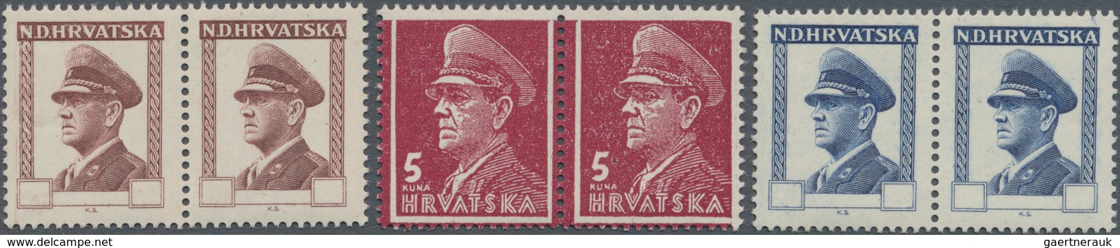 Kroatien: 1943, Defintives "Dr. Ante Pavelić", Preliminary Designs, Three Perforated Proof Pairs On - Croatia