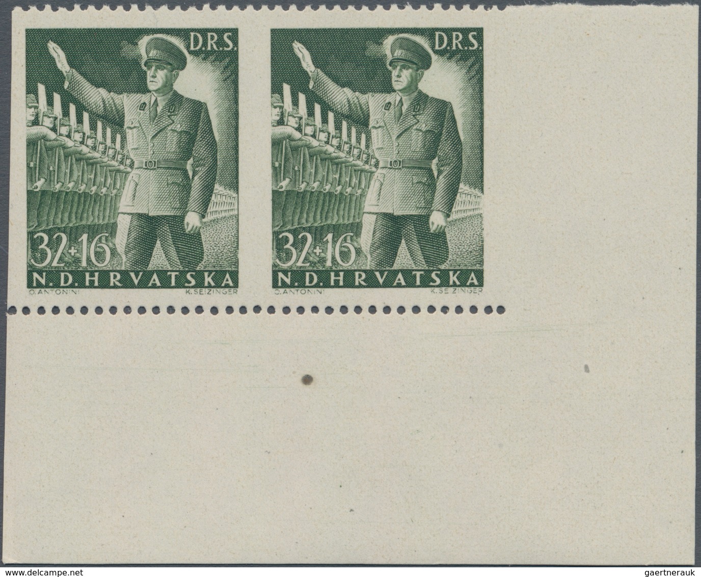 Kroatien: 1944, National Labour Service, 3.50k+1k.-32k.+16k., perf. 12½, complete set in bottom marg