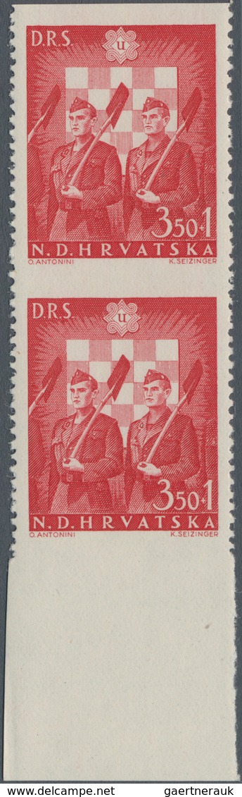 Kroatien: 1944, National Labour Service, 3.50k+1k.-32k.+16k., Perf. 12½, Complete Set In Bottom Marg - Croatia
