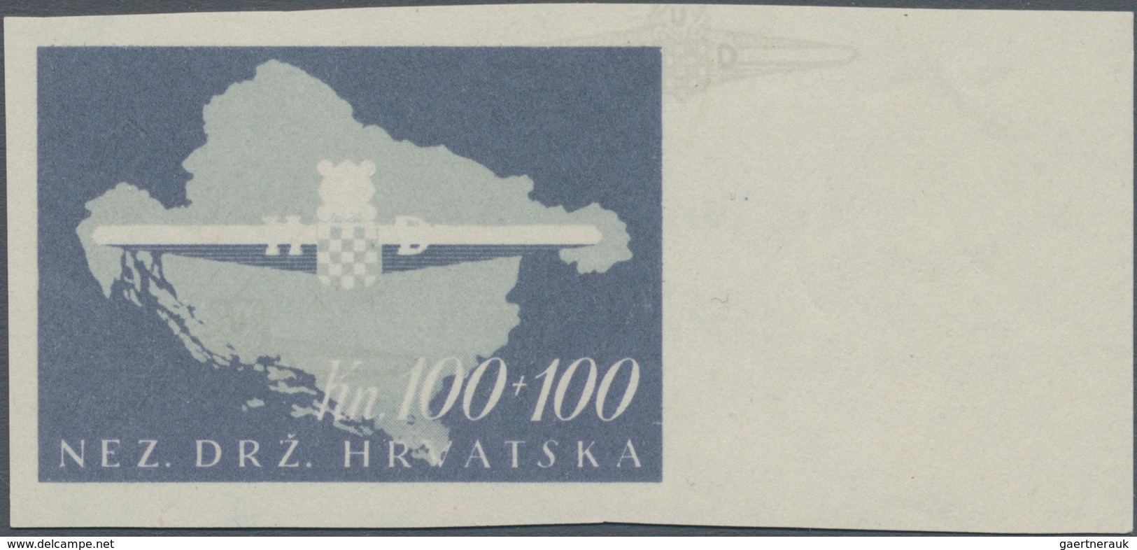 Kroatien: 1945, Storm Trooper, 50k.+50k. And 100k.+100k., Two Imperforate Colour Proofs On Gummed Pa - Kroatien