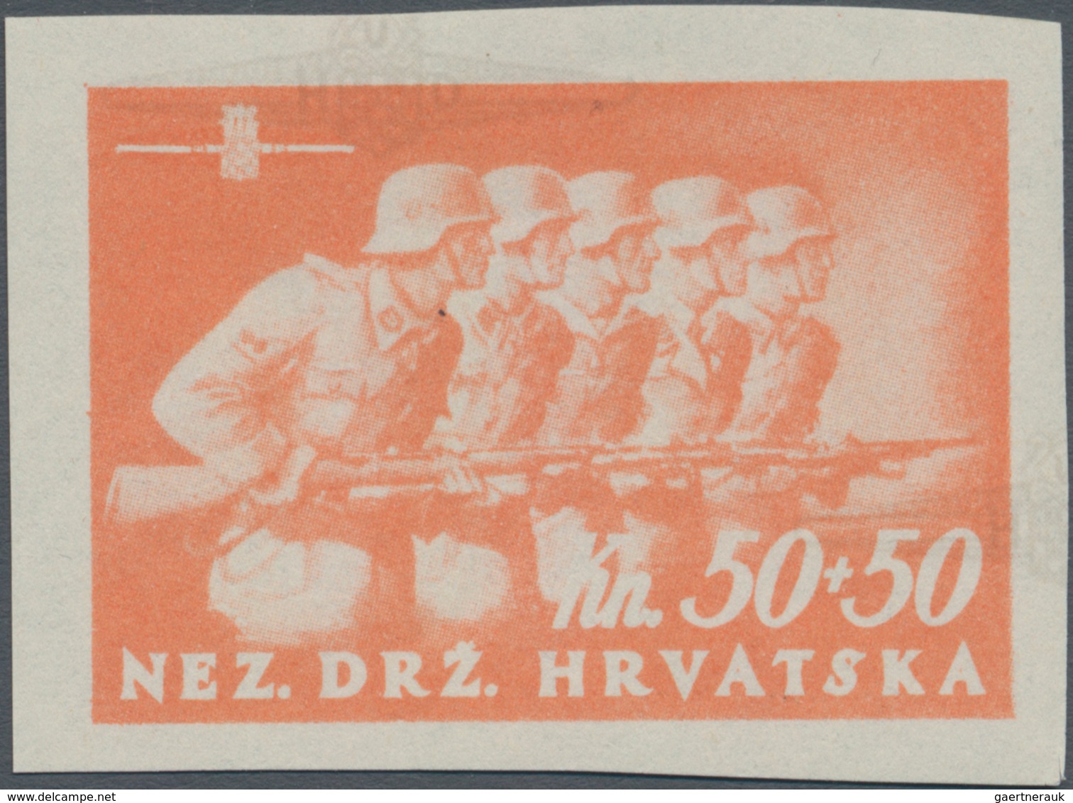 Kroatien: 1945, Storm Trooper, 50k.+50k. And 100k.+100k., Two Imperforate Colour Proofs On Gummed Pa - Croatia