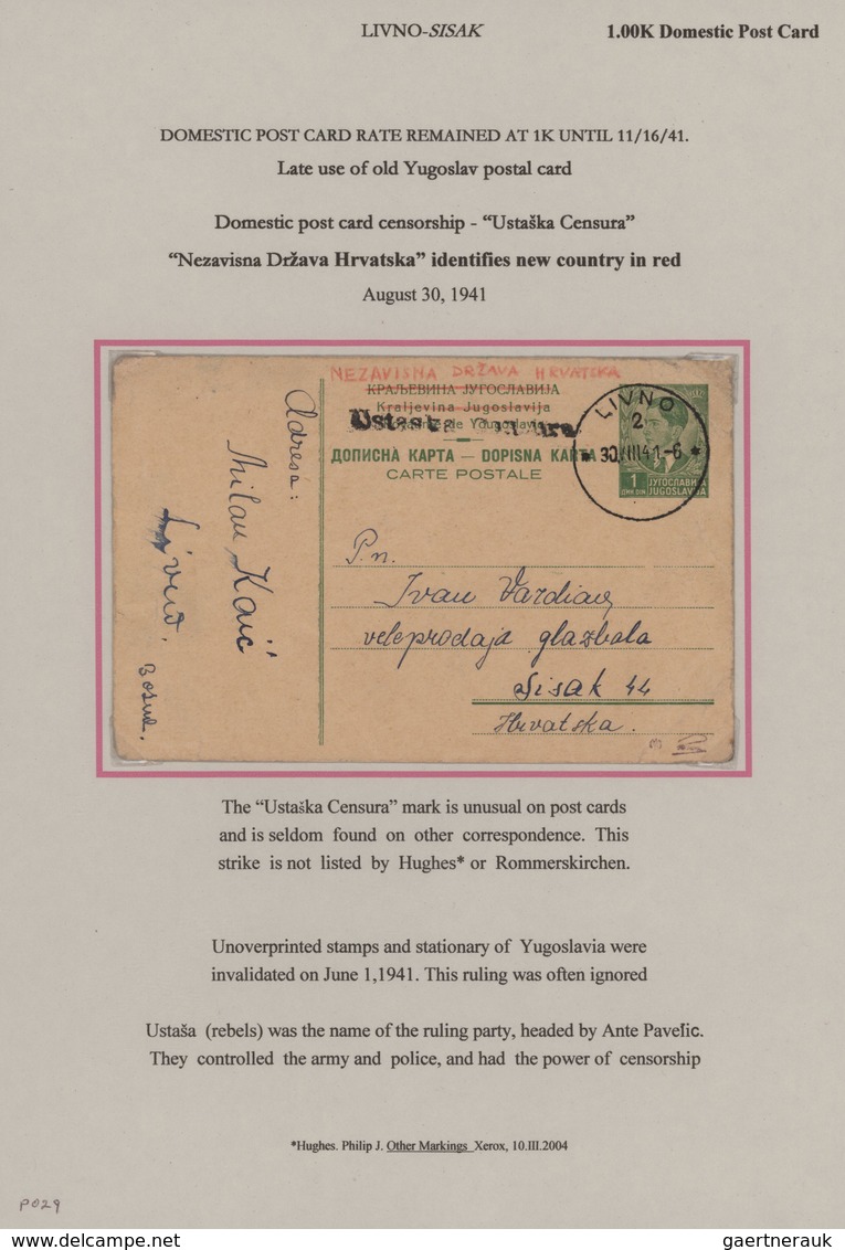 Kroatien - Ganzsachen: 1941, Late Use Of Yugoslavia Stationery Card 1din. Green In Croatia, Group Of - Kroatien