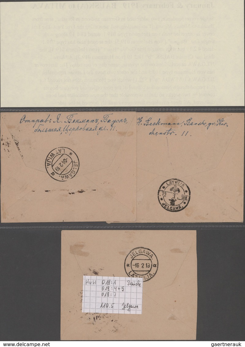 Lettland: 1919, Single Correspondence, Two Addressed In German And One In Russian, Sent From Bauska - Latvia