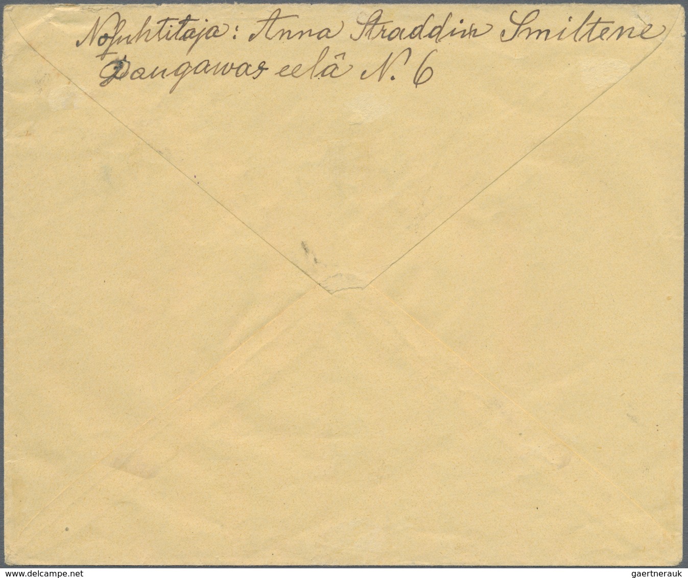 Lettland: 1919, Private Correspondence, Addressed In Latvian, Free Post Mail, Sent From Cyrillic SMI - Latvia