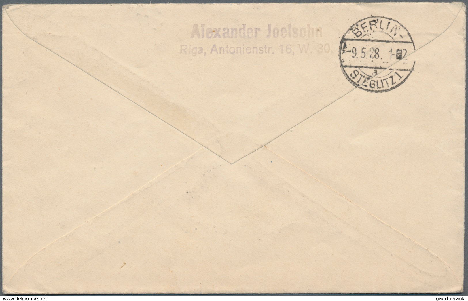 Lettland: 1928, Registered Cover From Riga To Berlin, Franked With Complete Set Of Airmail Issue Blè - Lettland