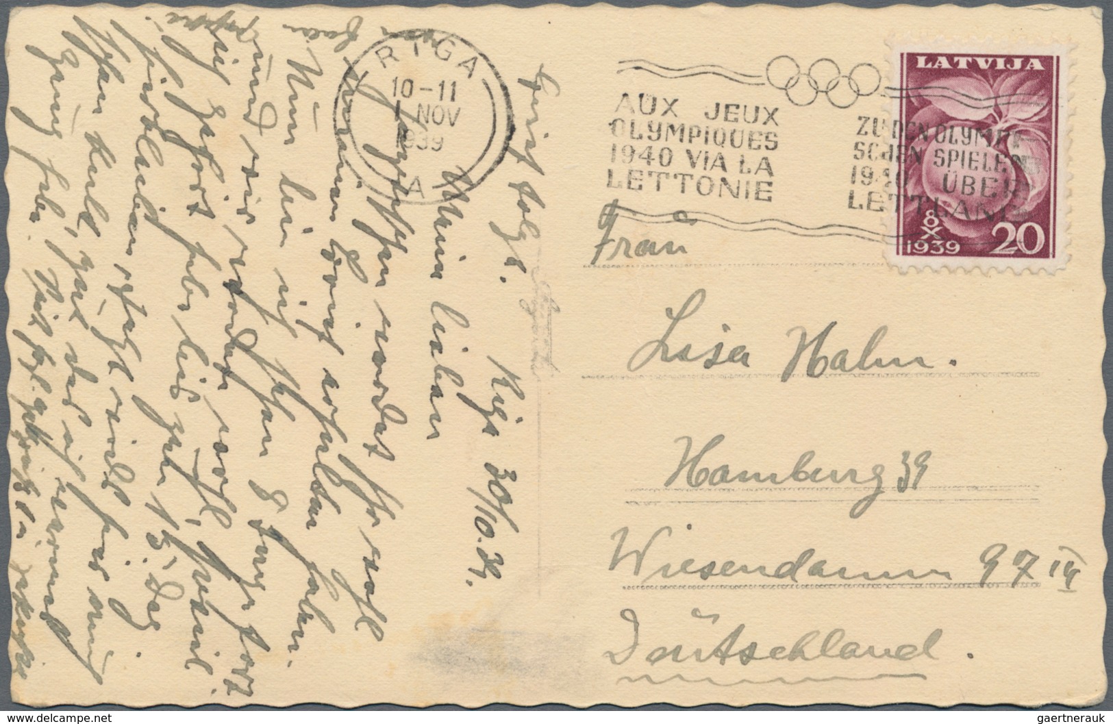 Lettland: 1939/40, One Postcard, One Viewcard And One Letter, All Cancelled By Machine Cancel In Fre - Latvia