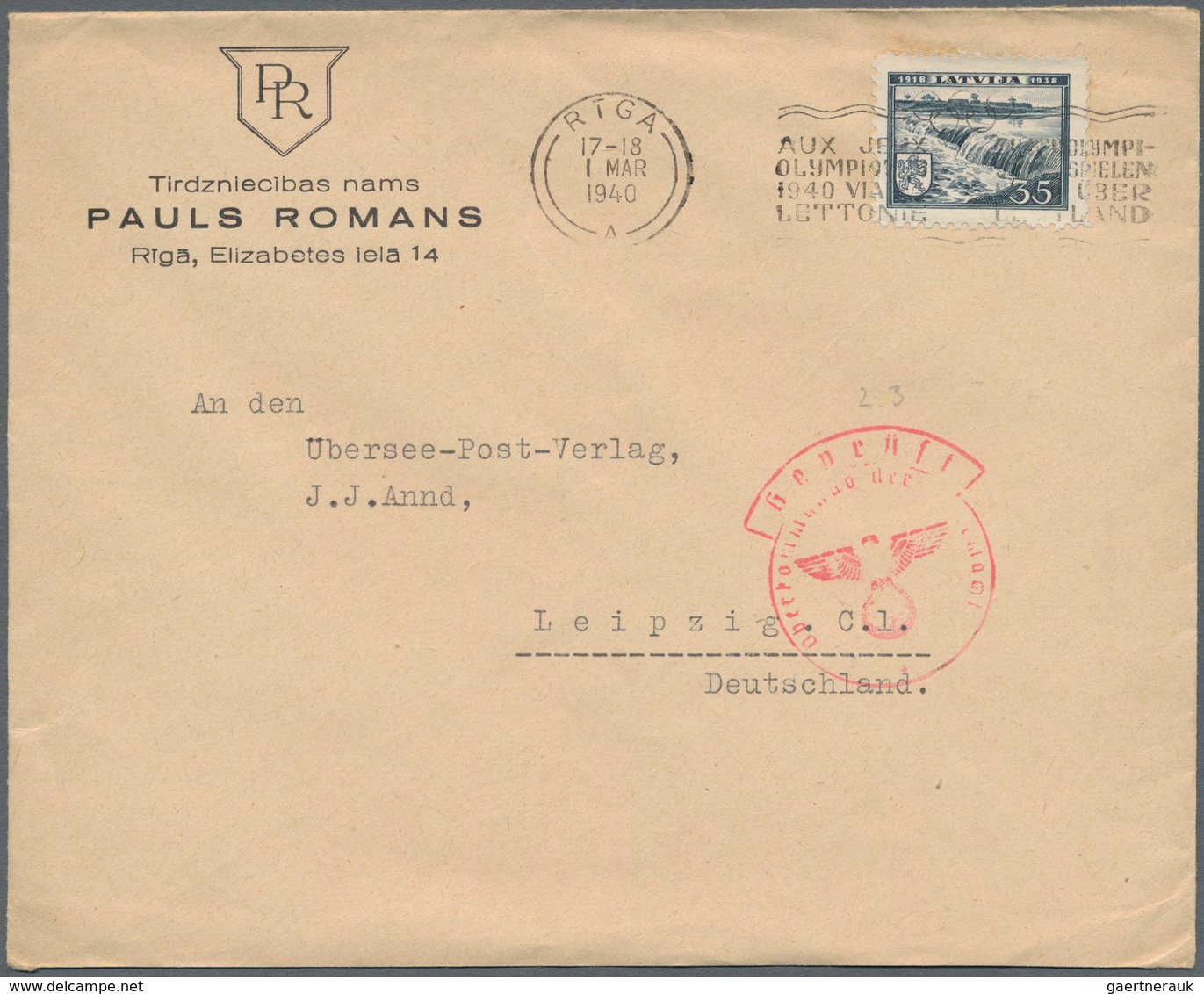 Lettland: 1939/40, One Postcard, One Viewcard And One Letter, All Cancelled By Machine Cancel In Fre - Lettland