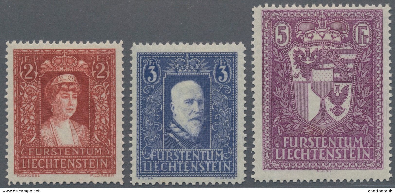 Liechtenstein: 1933, Freimarken Fürstin Elsa, Fürst Franz I Und Landeswappen, 3 Werte Tadellos Ungeb - Briefe U. Dokumente