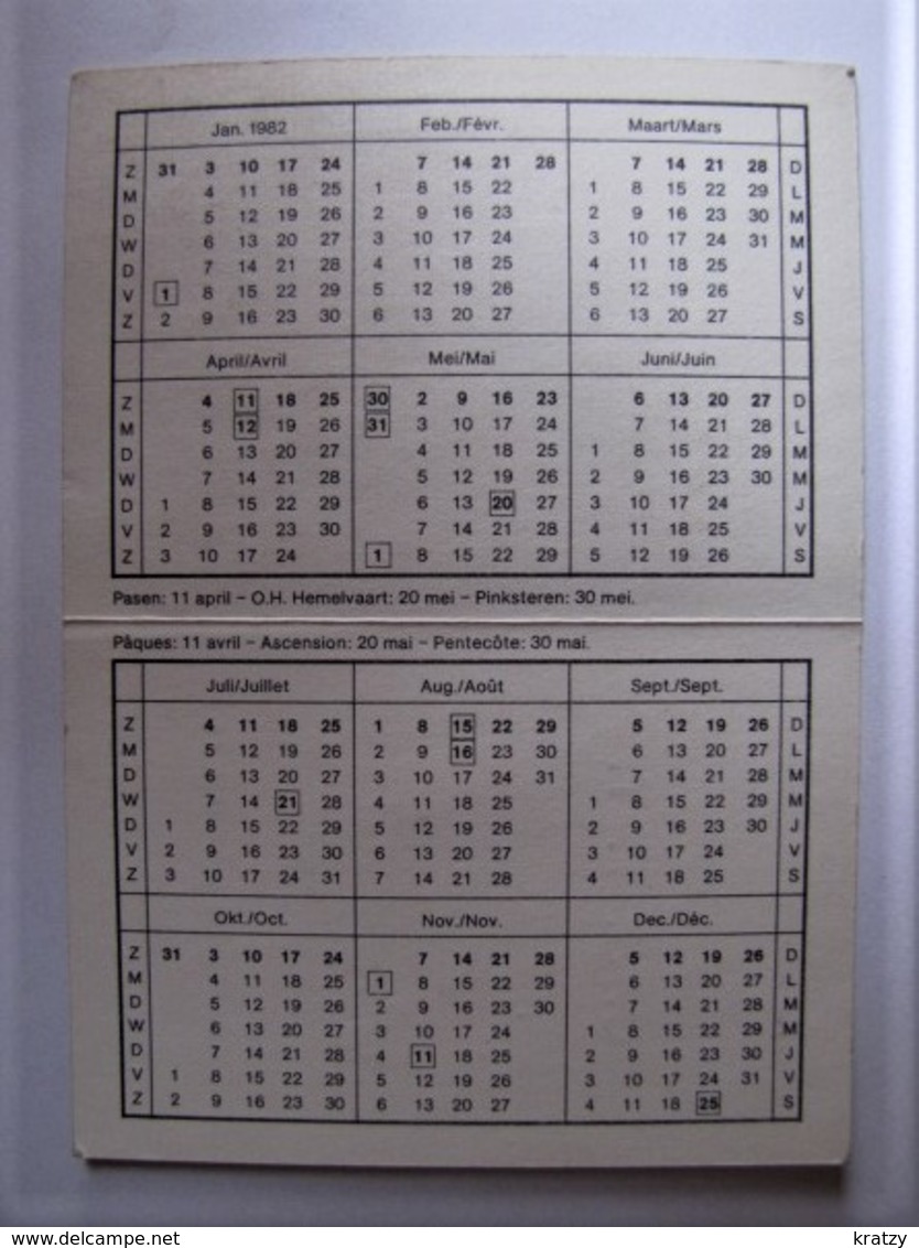 CALENDRIER PETIT FORMAT - Pin-ups - 1982 - Tamaño Pequeño : 1981-90