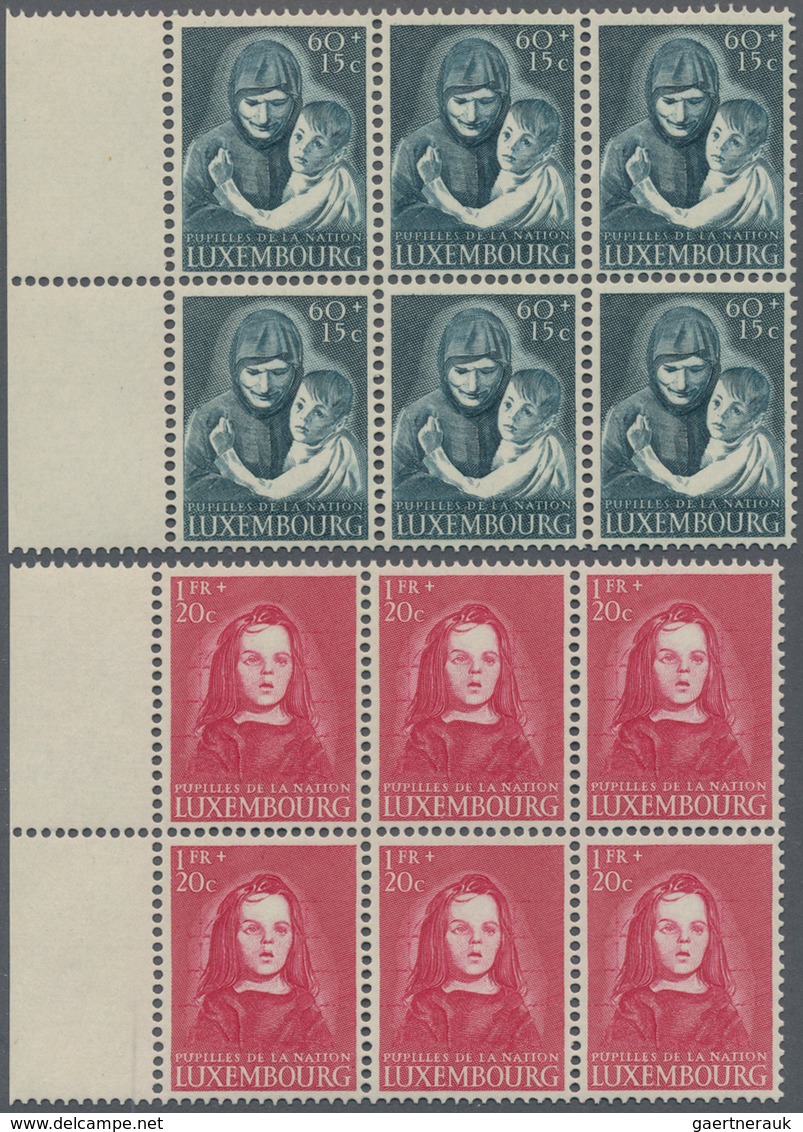 Luxemburg: 1950, War Orphans Complete Set Of Six In Blocks Of Six From Left Margins, Mint Never Hing - Other & Unclassified