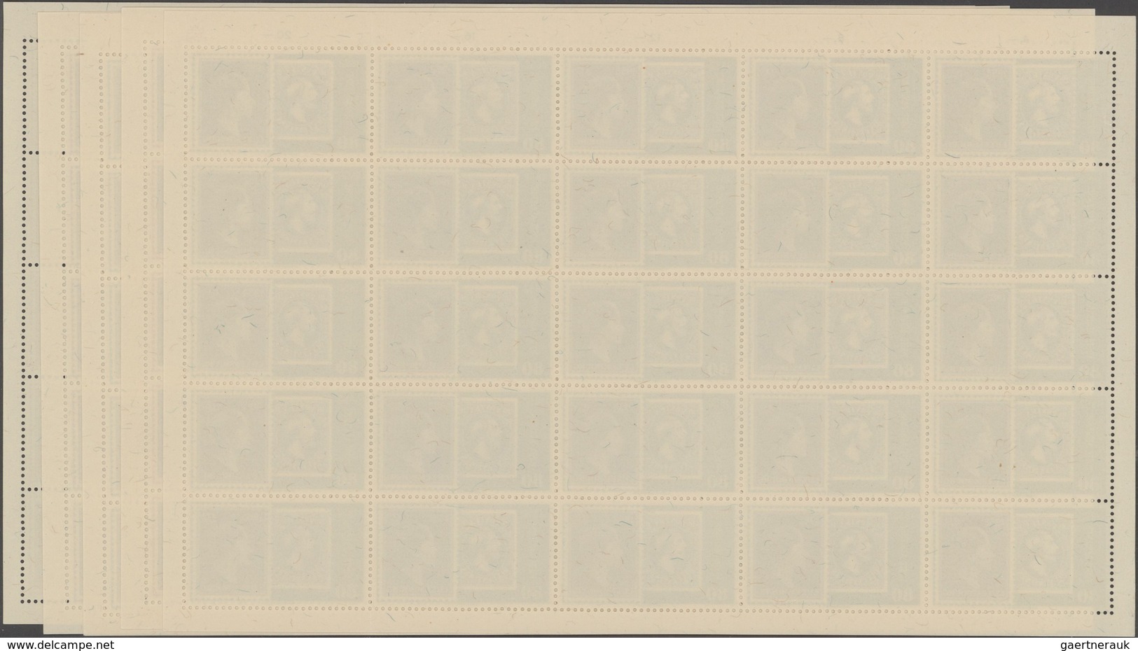 Luxemburg: 1952, Centenary Of Stamps Complete Set Of Five In Complete (vertical Folded) Sheets With - Other & Unclassified