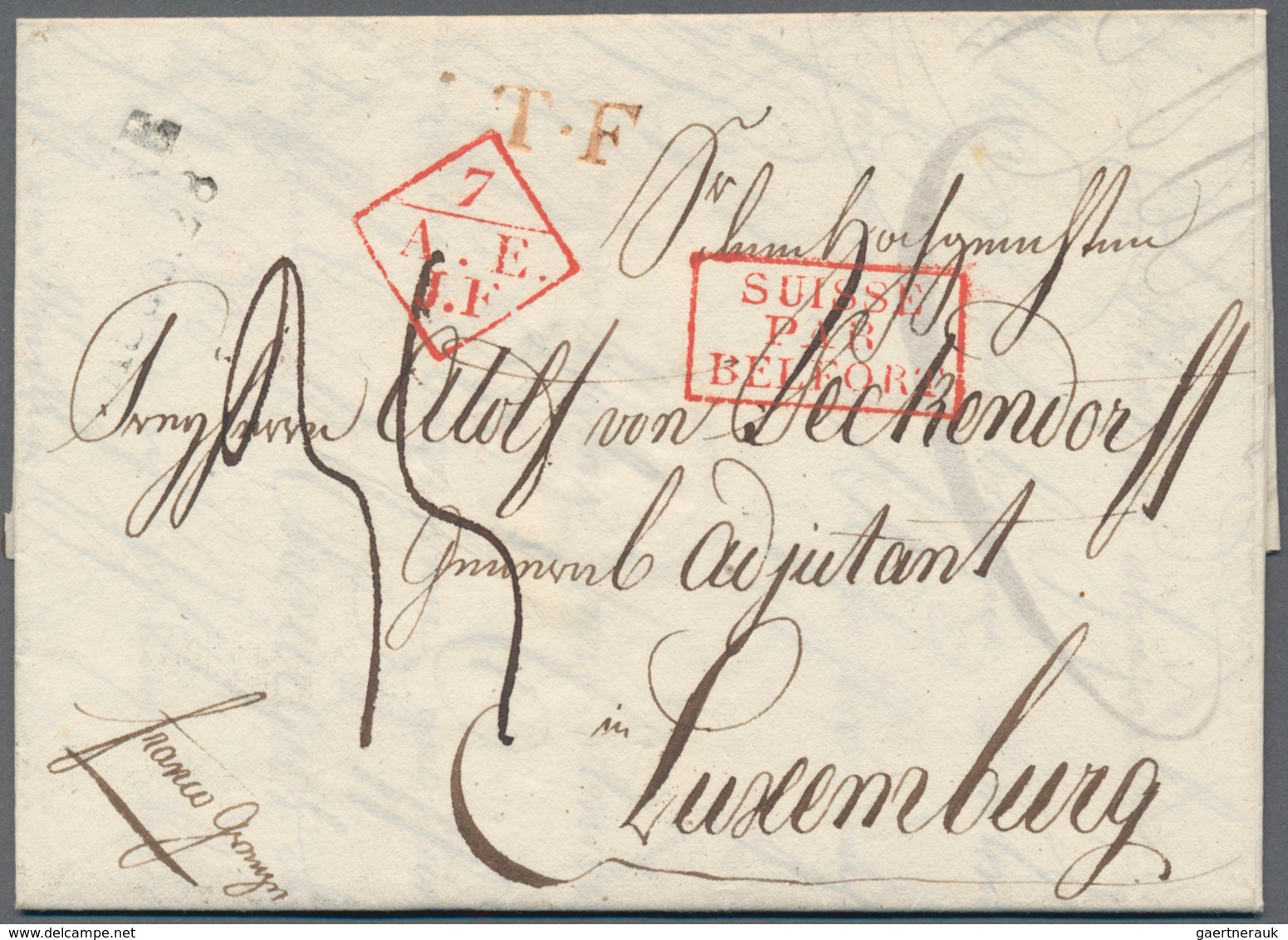 Luxemburg - Besonderheiten: 1833, Complete Incoming Mail With German Text, On Reverse Red Two-liner - Other & Unclassified