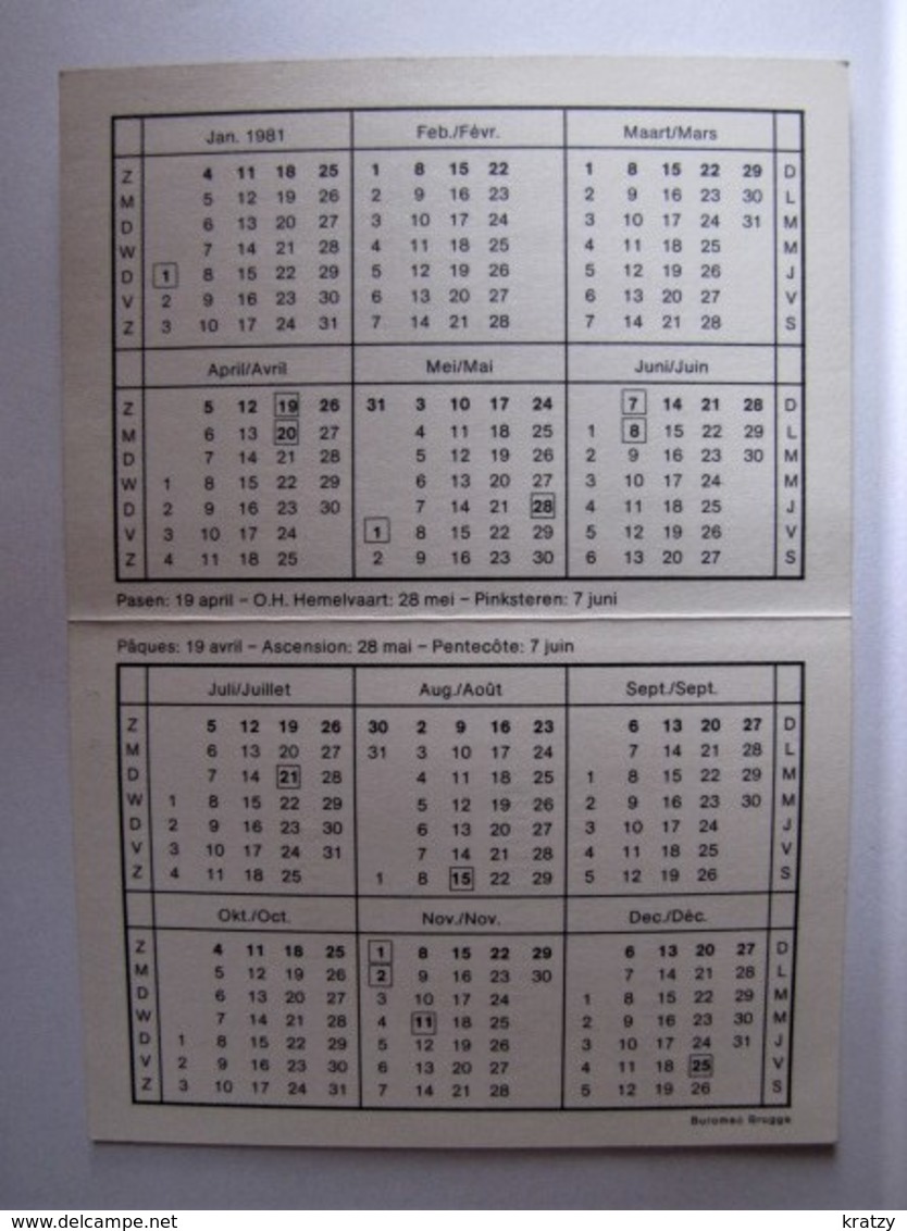 CALENDRIER PETIT FORMAT - Pin-ups - 1981 - Tamaño Pequeño : 1981-90