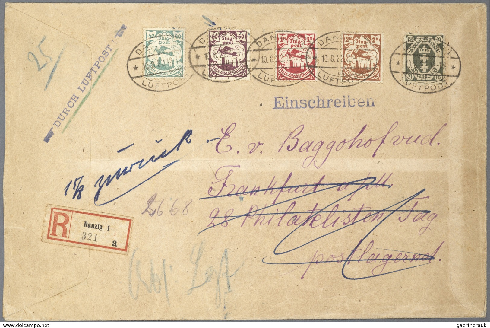 Mittellitauen: 1922, Attractive Franking On Registered Letter Form "WILNO 19.5.22" To Zoppot/Danzig, - Lithuania