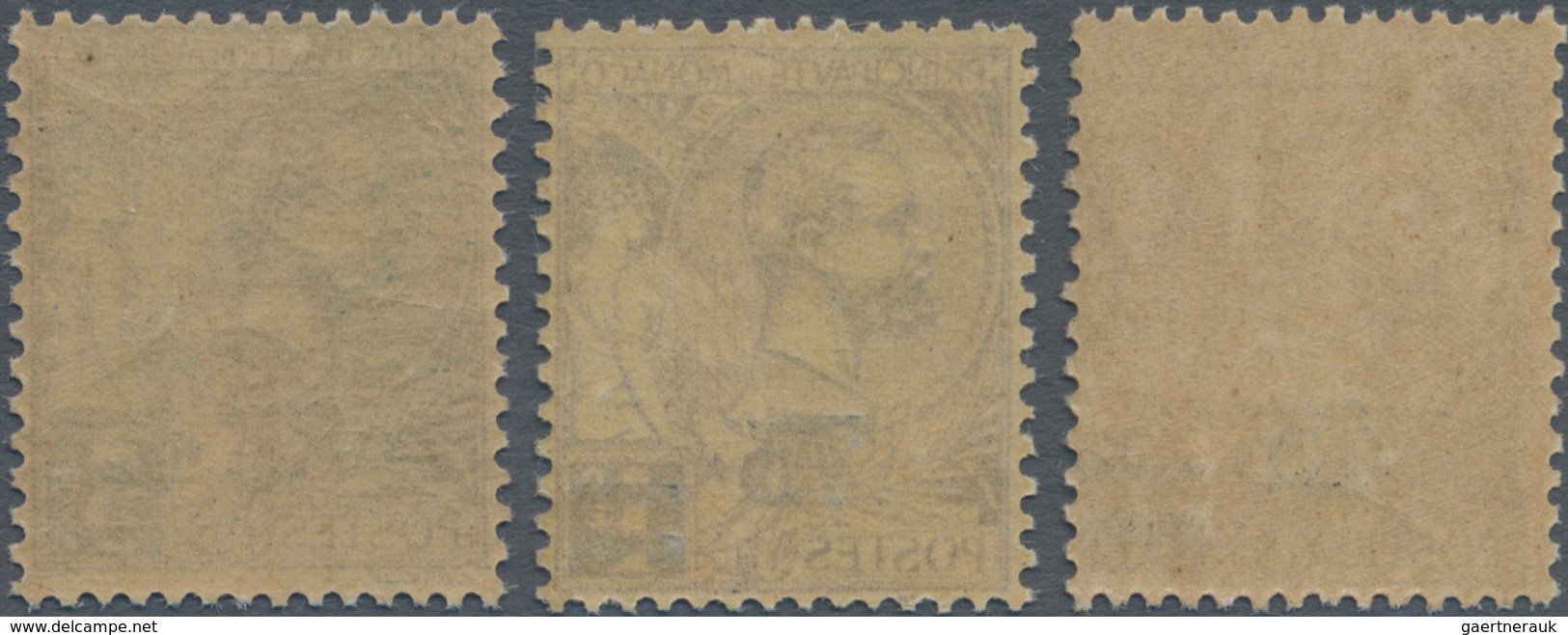 Monaco: 1924, Prince Albert I. Provisional Definitives Complete Set Of Three 45c. On 50c., 75c. On 1 - Unused Stamps