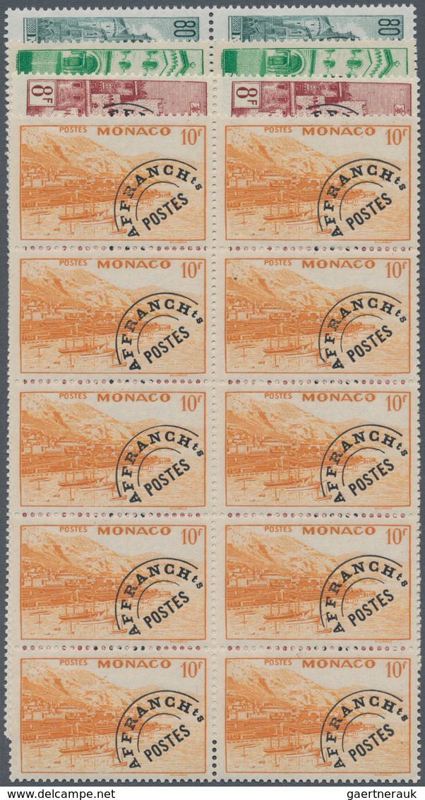 Monaco: 1945/1951, PRE-CANCELS Set Of Ten Different Stamps Incl. 60c. Coat Of Arms, Views Of Monaco - Unused Stamps