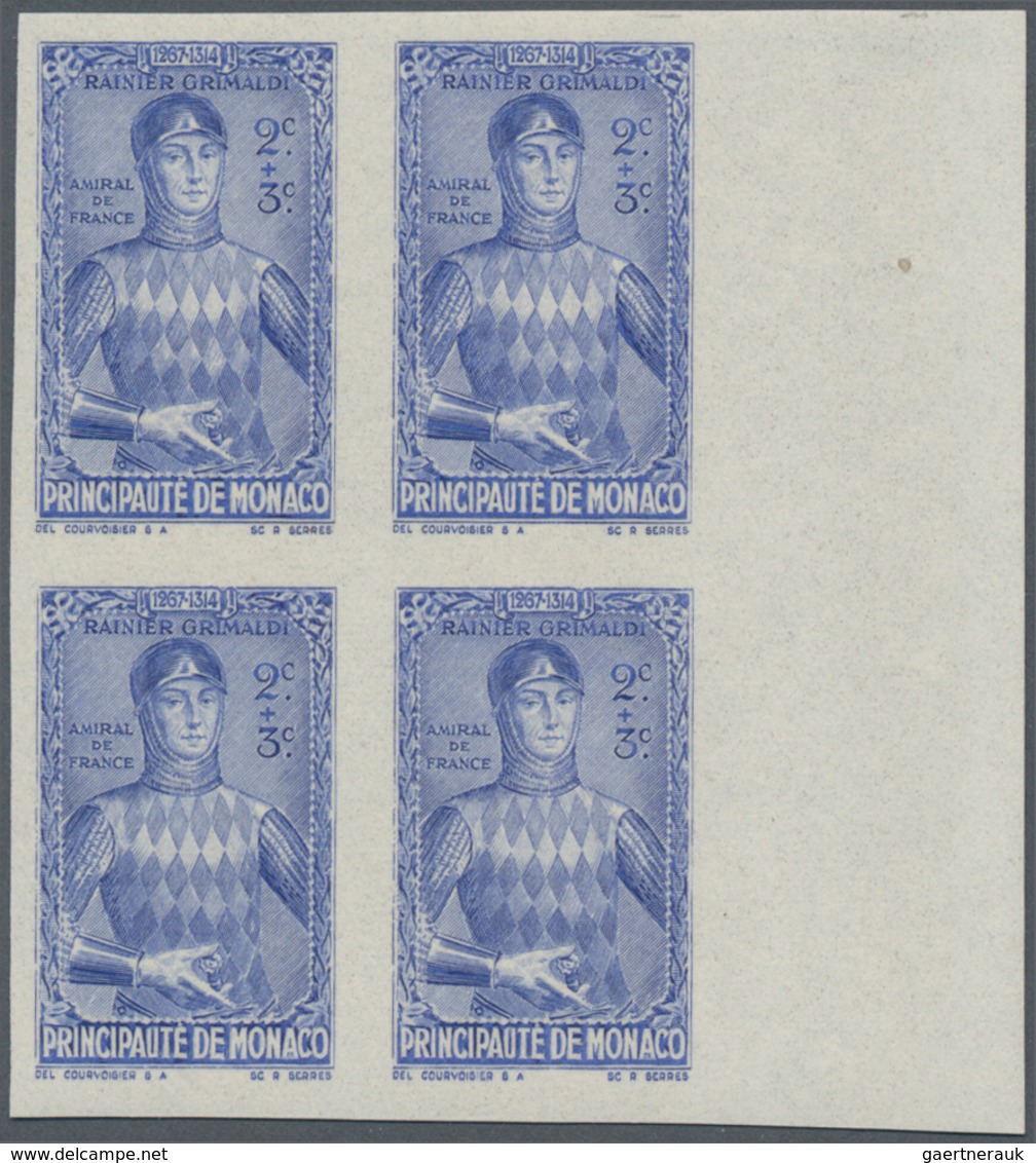 Monaco: 1942, Princes and Princesses of Monaco complete set of 15 in IMPERFORATE blocks of four from