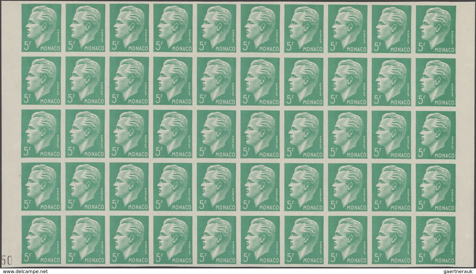 Monaco: 1951, Prince Rainier III. Definitives Set Of Two (smaller Size) 5fr. Yellow-green And 10fr. - Ongebruikt