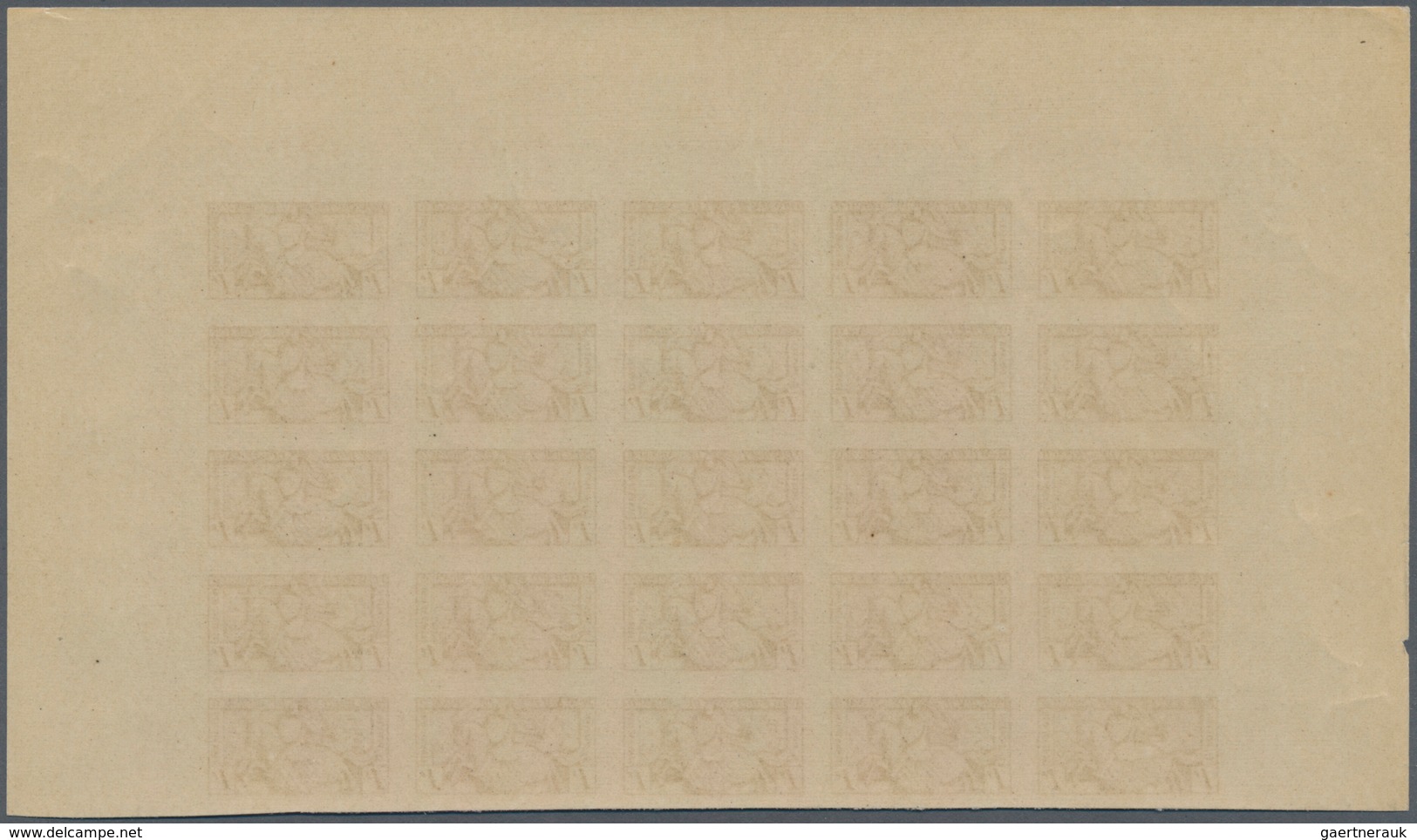 Monaco: 1951, Visiting card stamps complete set of five in IMPERFORATE blocks of 25 from upper margi