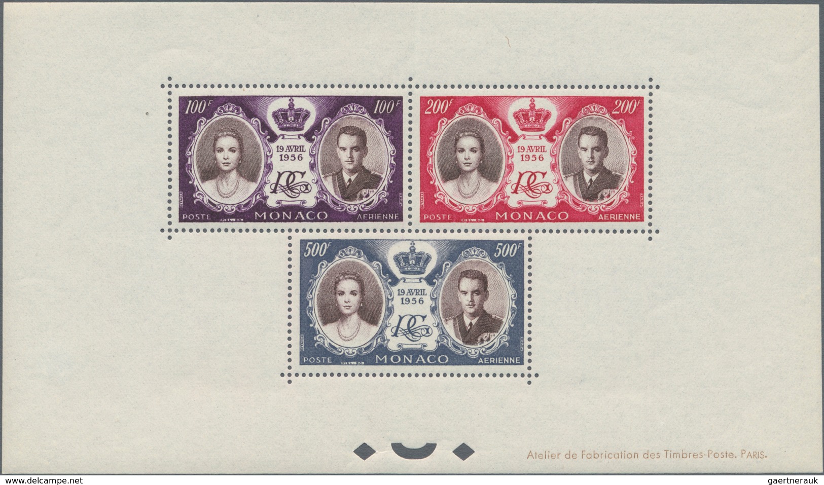 Monaco: 1956, Wedding Of Prince Rainier III. And Grace Kelly Complete Set Of Eight In Two Special Mi - Unused Stamps