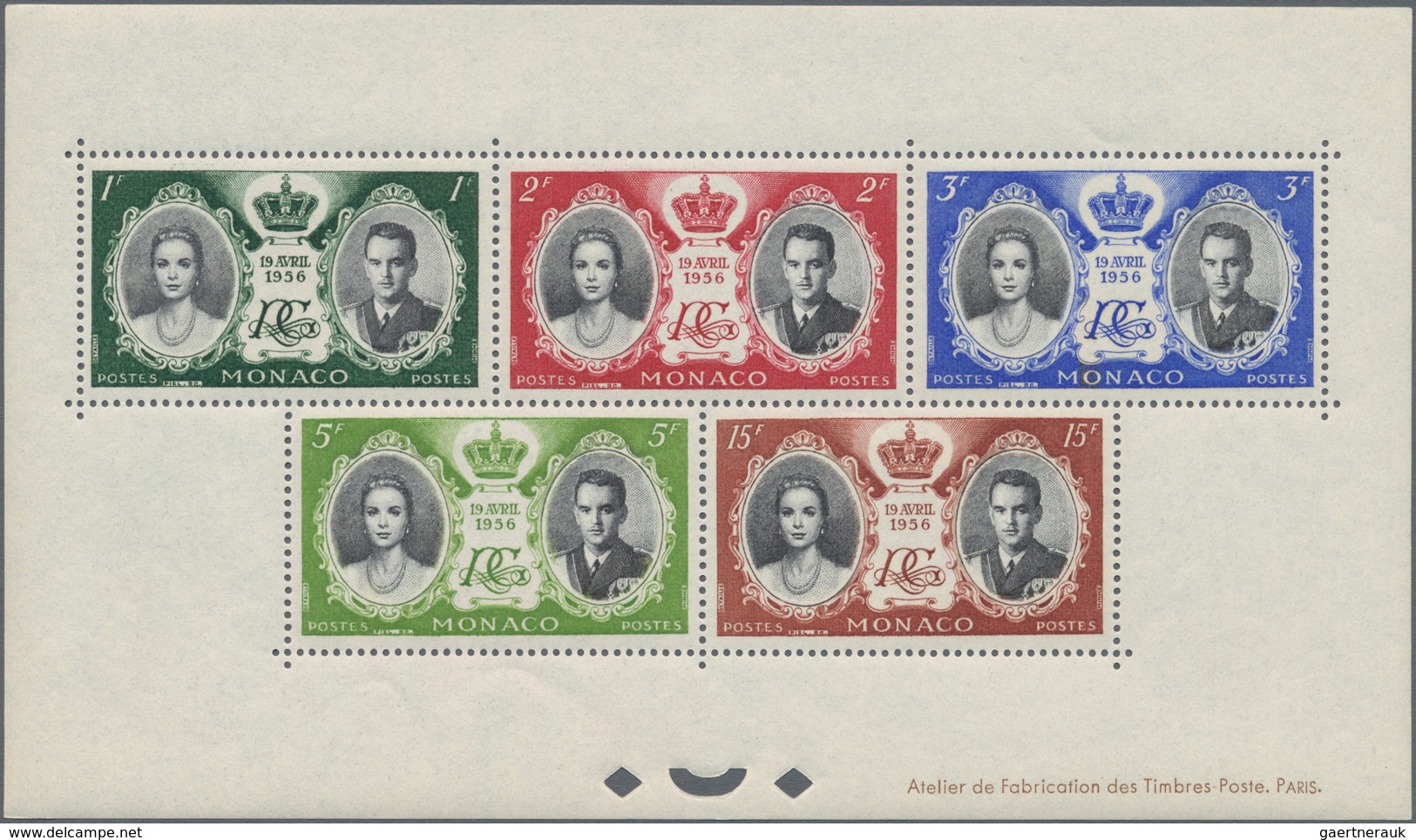 Monaco: 1956, Wedding Of Prince Rainier III. And Grace Kelly Complete Set Of Eight In Two Special Mi - Unused Stamps