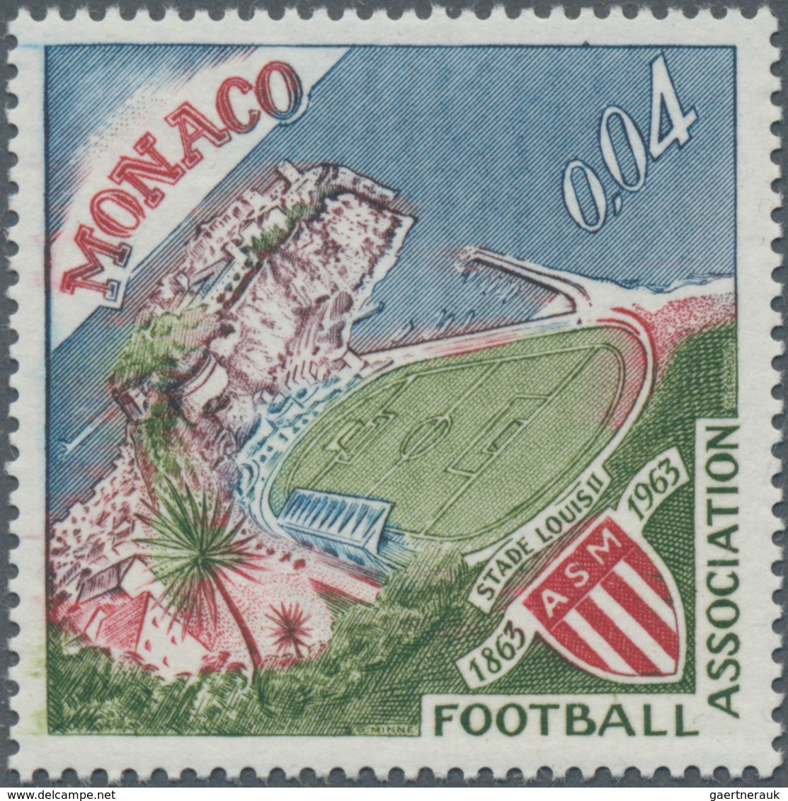 Monaco: 1963 'French Soccer Champion AC Monaco' 0.04c. Without Overprint, Mint Never Hinged, Fresh A - Unused Stamps