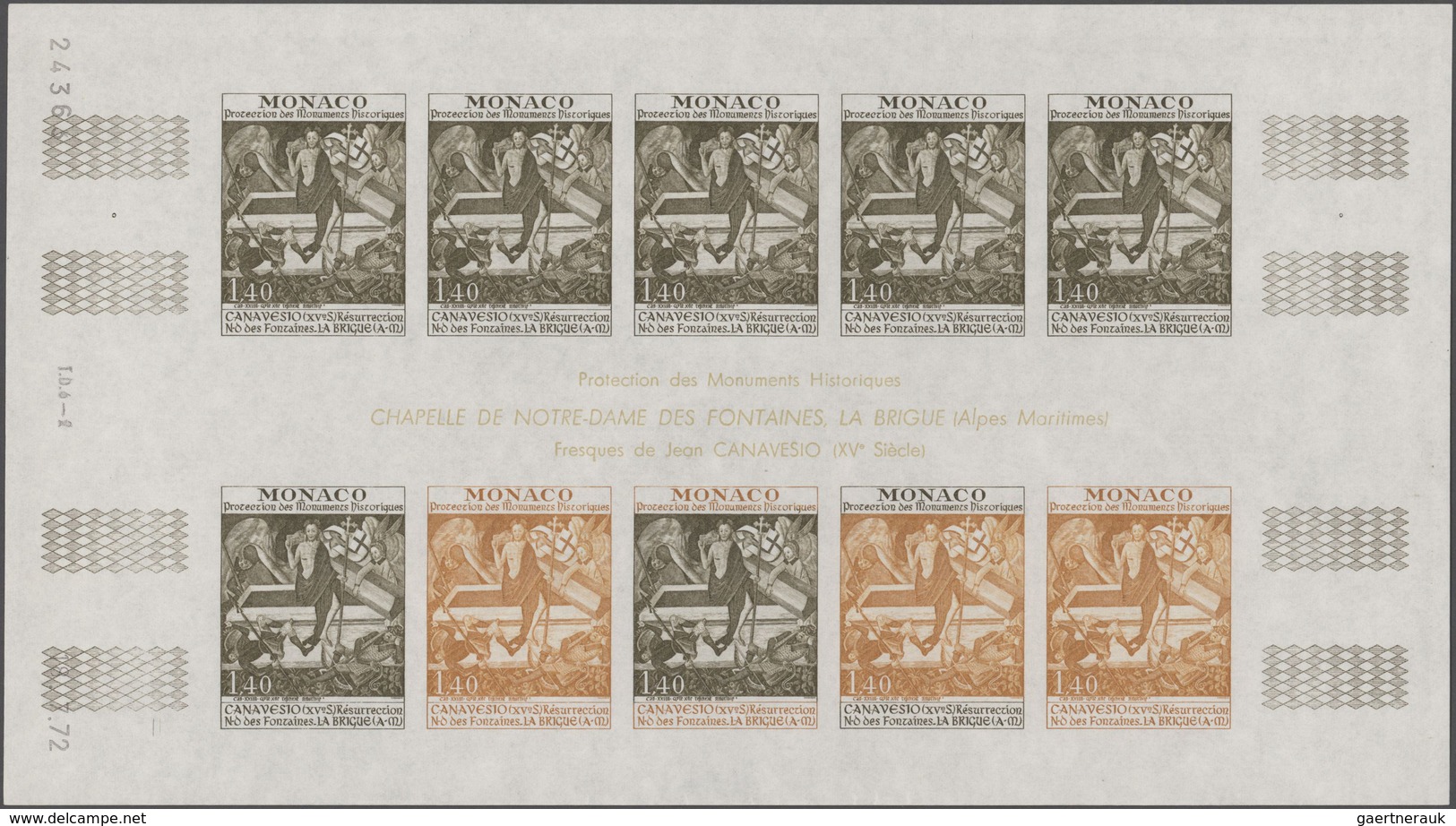 Monaco: 1972, Historic Preservation Complete Set Of Five With Each Value In Two Complete Different I - Unused Stamps