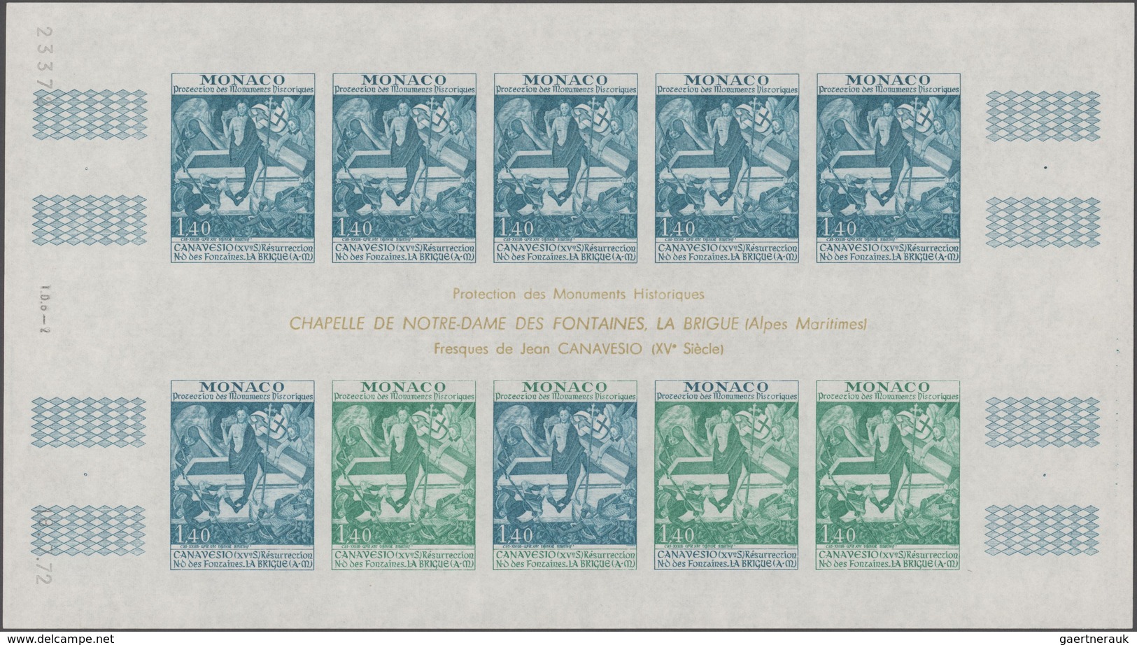 Monaco: 1972, Historic Preservation Complete Set Of Five With Each Value In Two Complete Different I - Unused Stamps