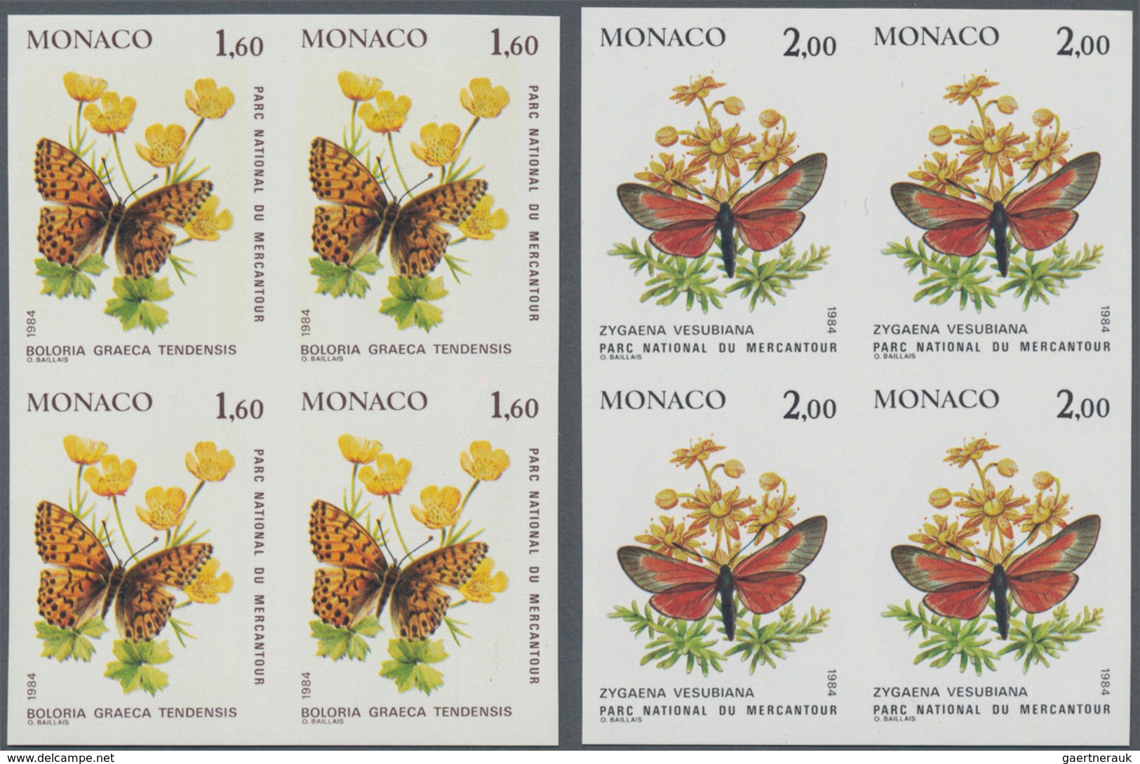 Monaco: 1984, Definitive Issue 'Butterflies And Plants In Mercantour National Park' Complete Set Of - Nuevos