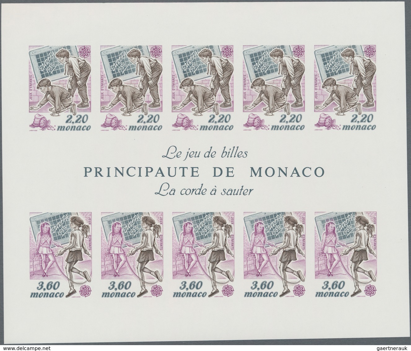 Monaco: 1989, Europa-CEPT 'Children Games' IMPERFORATE Miniature Sheet, Mint Never Hinged And Scarce - Unused Stamps