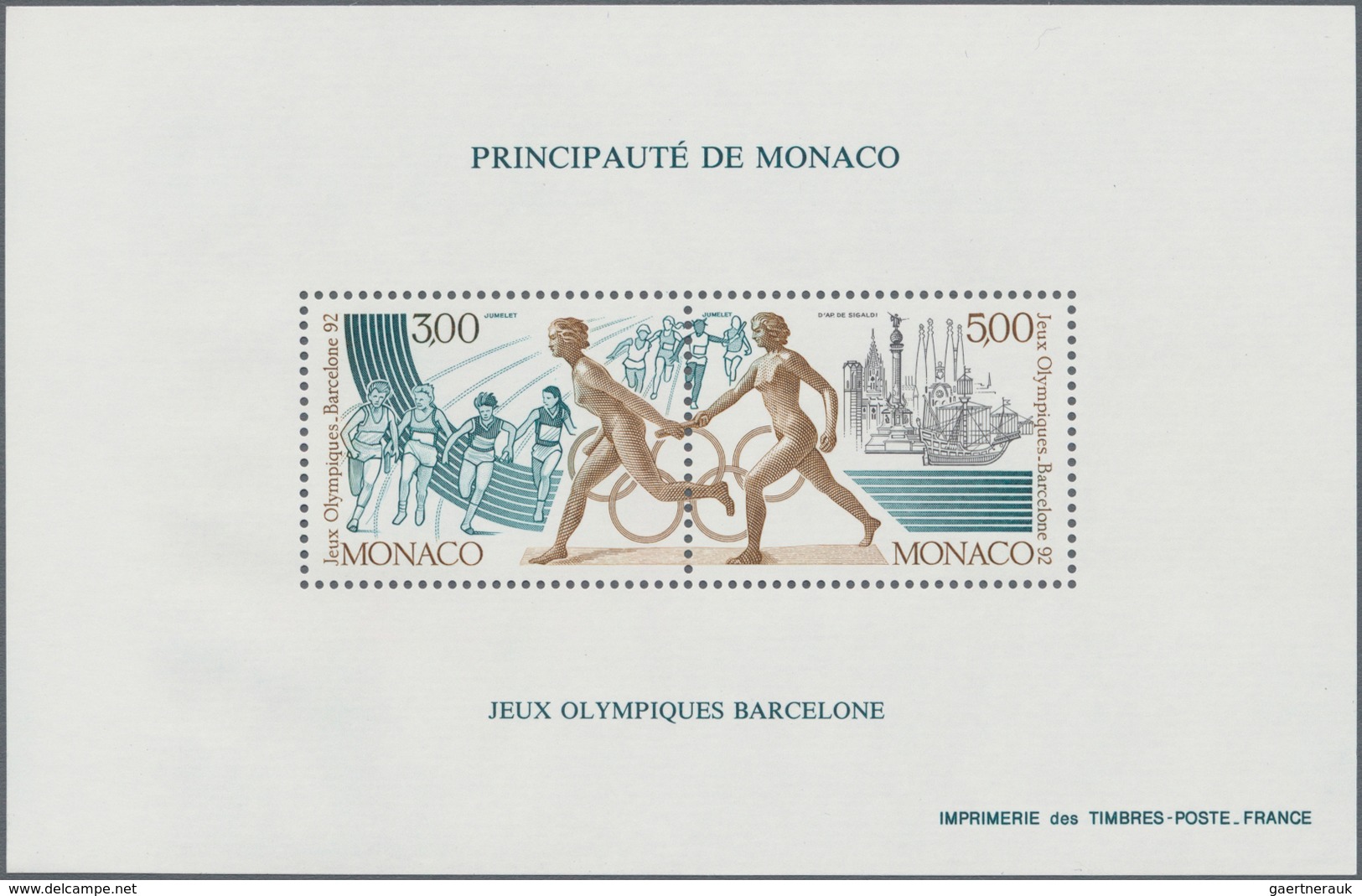 Monaco: 1991, Summer Olympics Barcelona And Winter Olympics Albertville 1992 Set Of Two Perforated S - Unused Stamps