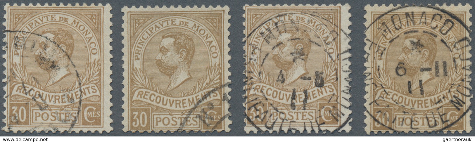 Monaco - Portomarken: 1911, Postage Due 30c. Pale Brown Small Group With Four Fine Used Copies Of Th - Portomarken