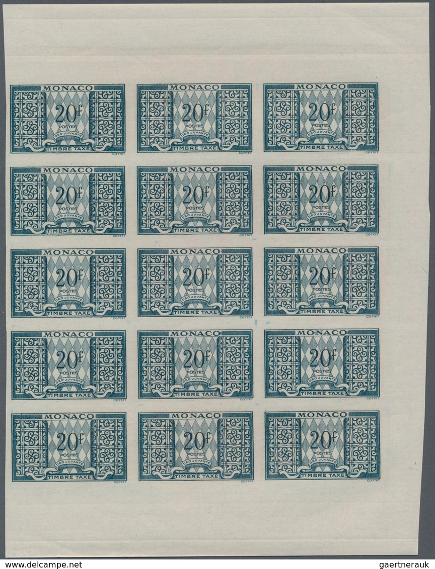 Monaco - Portomarken: 1946/1950, Postage dues 'ornaments' complete set of 11 in IMPERFORATE blocks o