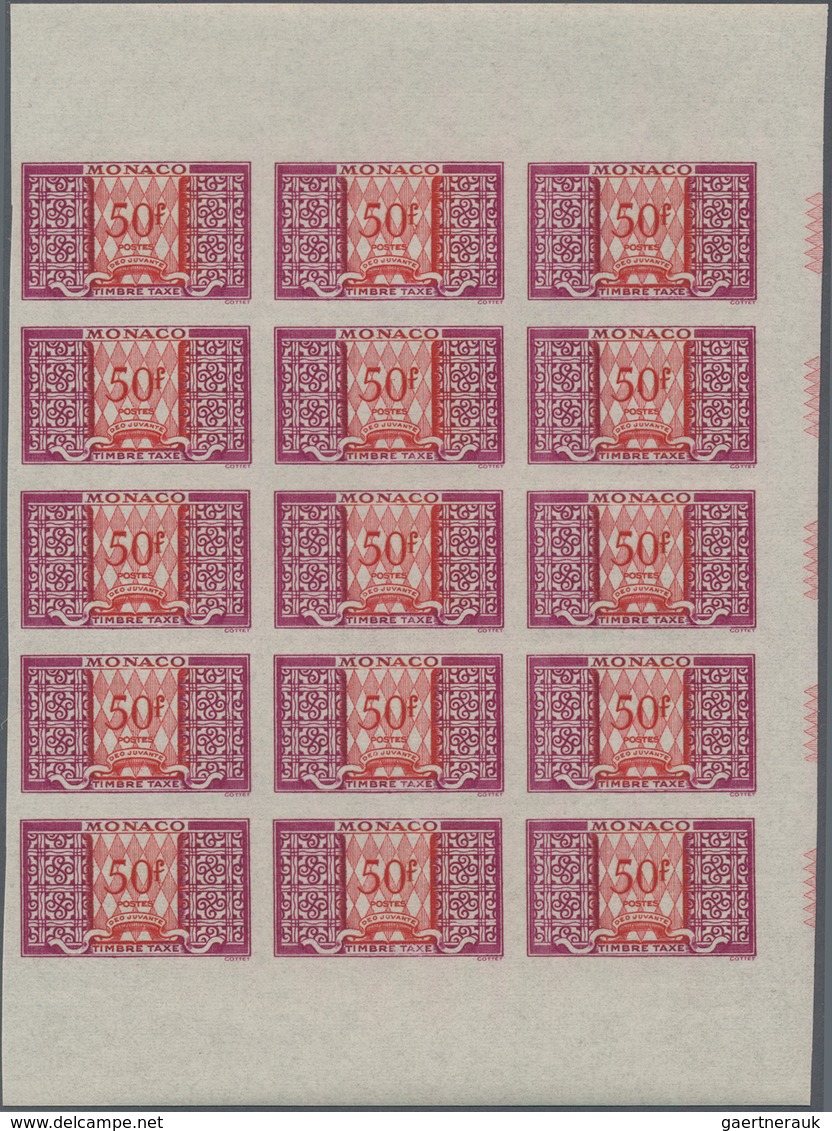 Monaco - Portomarken: 1946/1950, Postage dues 'ornaments' complete set of 11 in IMPERFORATE blocks o