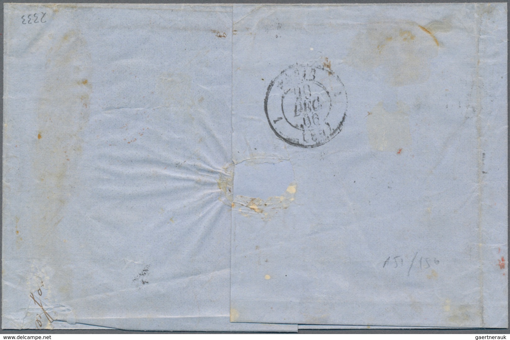 Niederlande: 1866, Willem 15 C. Orange, A Horizontal Strip-5 Plus Single Tied Boxed "FRANCO" W. "S'G - Briefe U. Dokumente