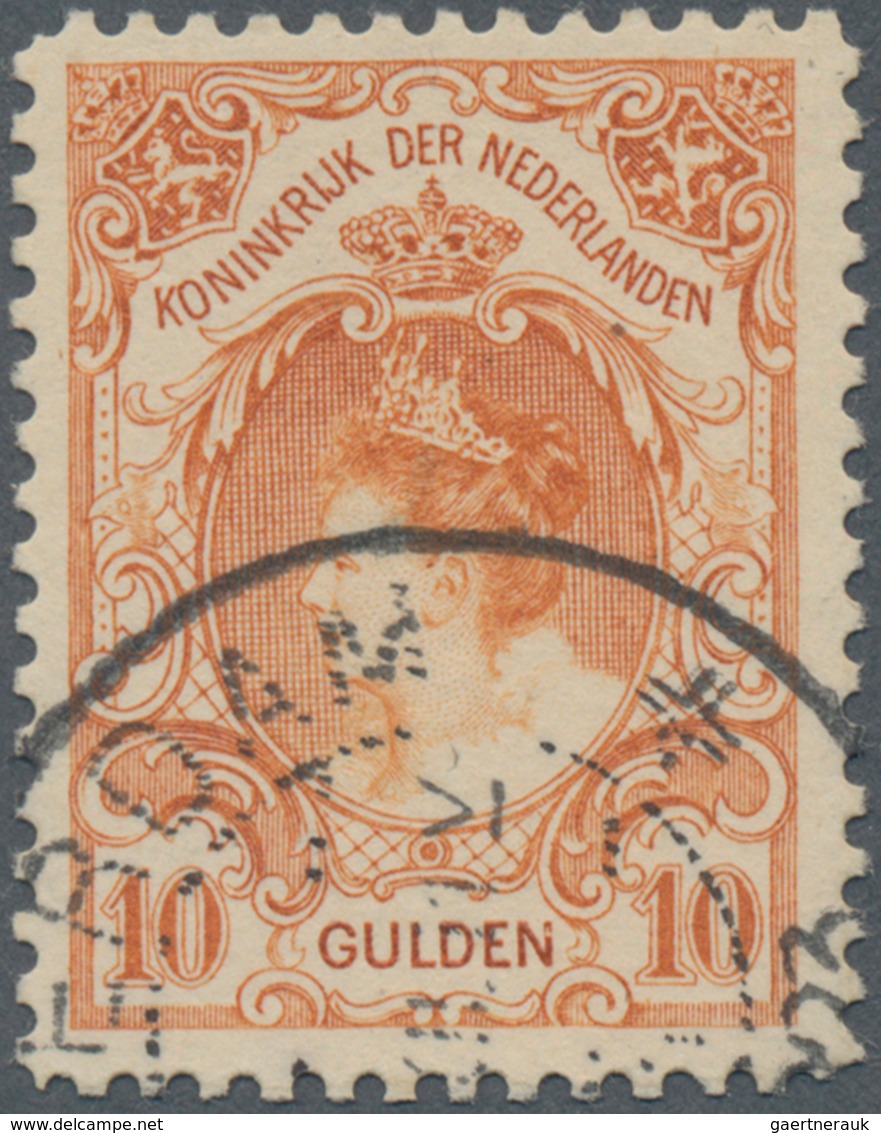 Niederlande: 1905, Definitives Wilhelmina, 10gld. Orange, Fresh Colour And Well Perforated, Neatly C - Covers & Documents