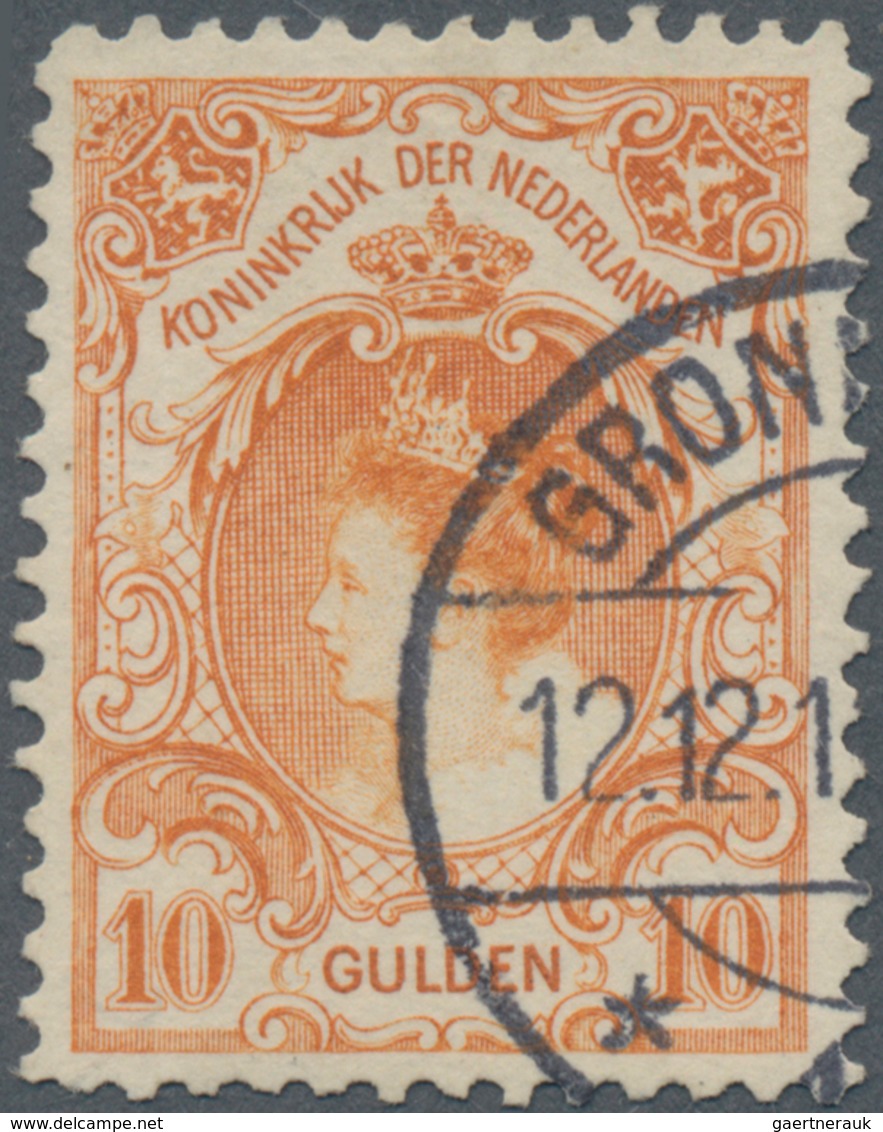 Niederlande: 1905, Definitives Wilhelmina, 10gld. Orange, Fresh Colour, Few Flat Perfs At Base Other - Briefe U. Dokumente