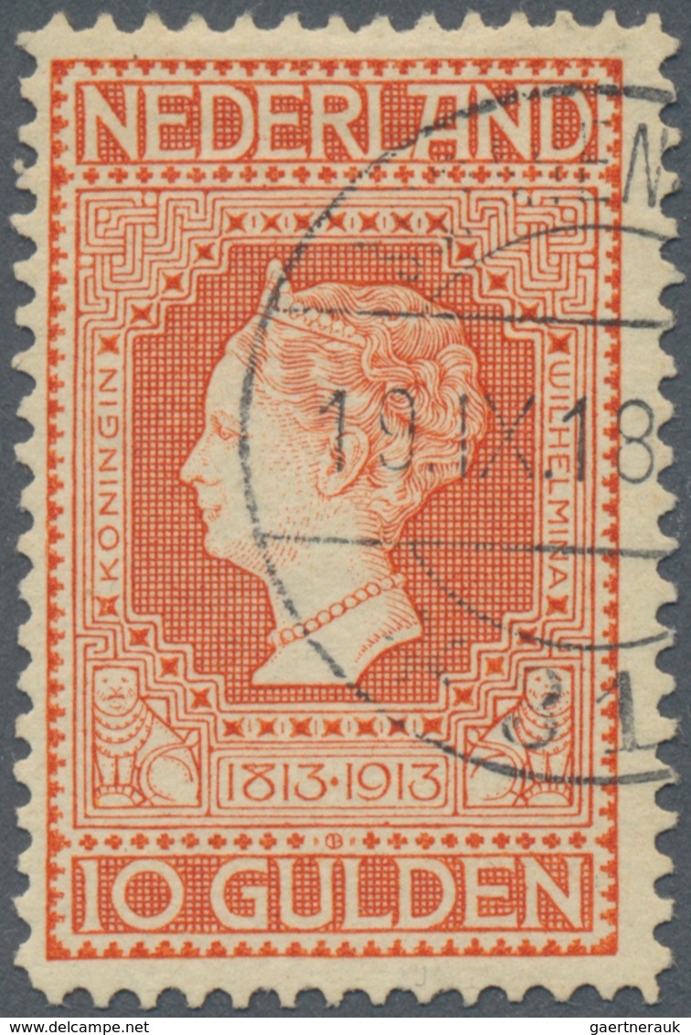 Niederlande: 1913, Centenary 10gld. Orange, Fresh Colour And Well Perforated, Very Neatly Cancelled - Covers & Documents
