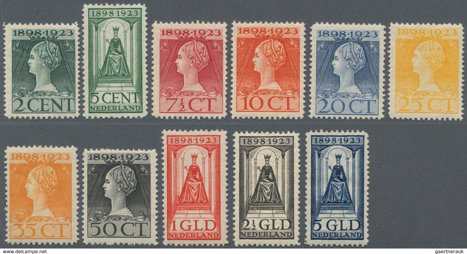 Niederlande: 1923, 25th Anniversary, 2c.-5gld., Complete Set Of Eleven Values, Fresh Colours And Wel - Covers & Documents