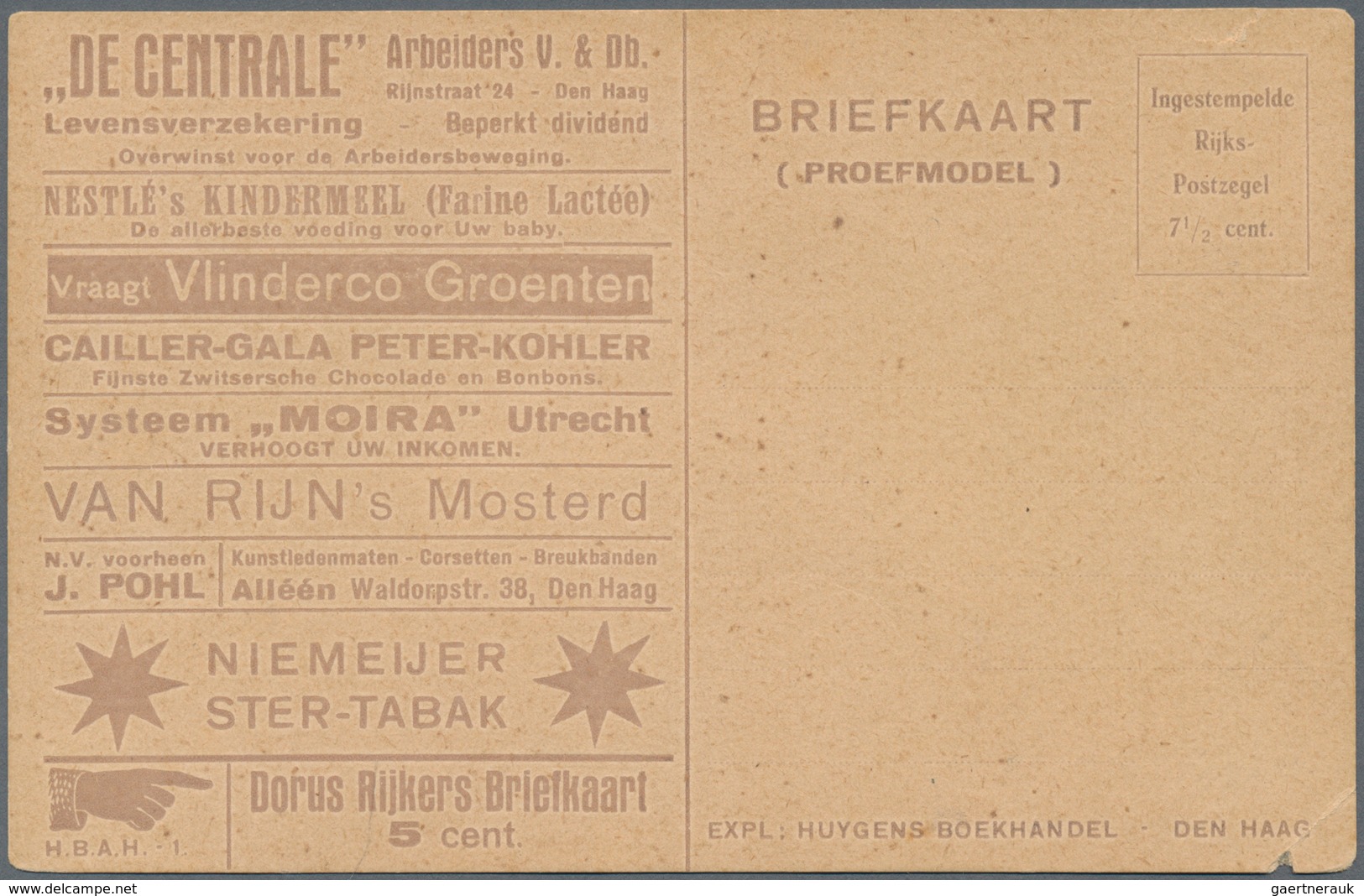 Niederlande - Ganzsachen: 1925 (26.4.), Stat. Postcard Queen Wilhelmina 7½c. Brown/creme With Differ - Postal Stationery