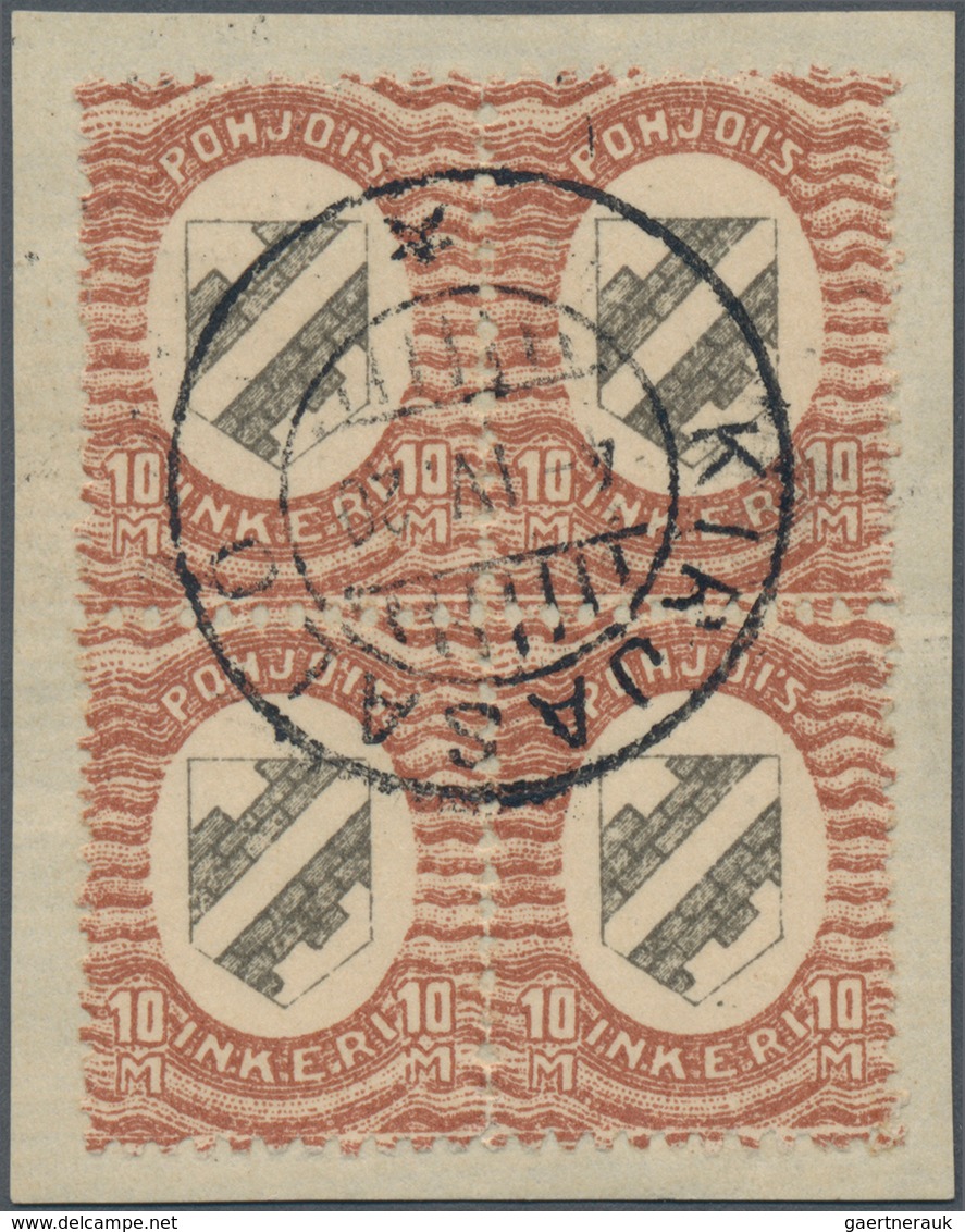 Nordingermanland: 1920 10m. Grey & Brown BLOCK OF FOUR, Used On Piece And Cancelled Centric By "KKIR - Ortsausgaben