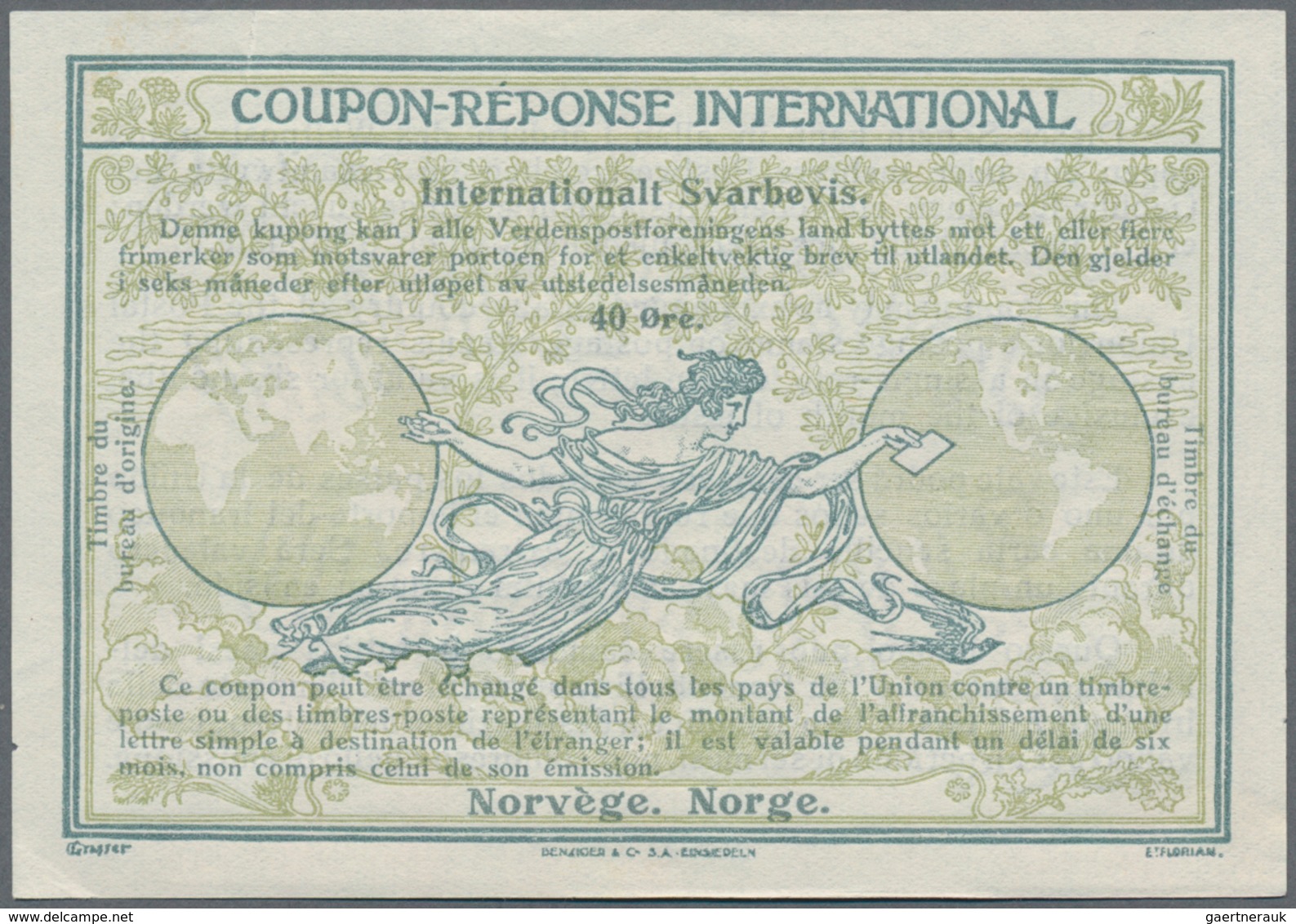 Norwegen: 1925. International Reply Coupon 40 Ore (Stockholm Type). Collector's Item From Archives! - Covers & Documents