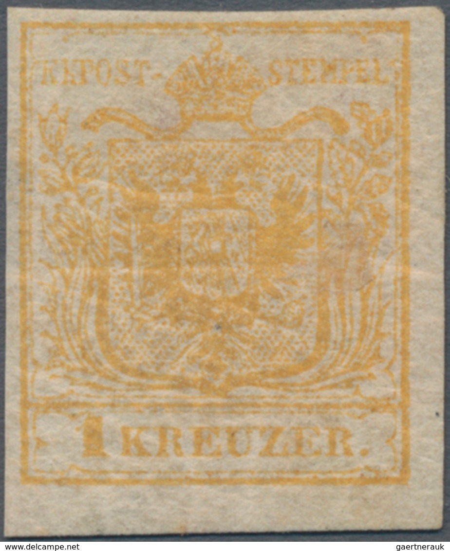 Österreich: 1850, 1 Kr. Gelblichocker Handpapier Type Ib Allseits Voll- Bis Breitrandig, Ungebraucht - Used Stamps