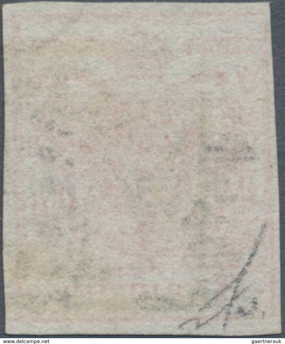Österreich: 1850, 3 Kr. Rosa Auf Handpapier (SEIDEN-Papier 0,07 Mm), Randdruck Und Kleiner WZ-Teil R - Gebraucht