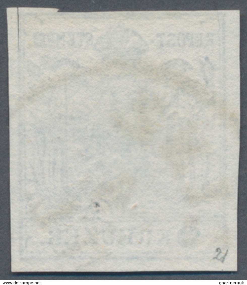 Österreich: 1850, Freimarke 9 Kr. Handpapier In Type I Dunkelblau, Bogenstellung 3 Aus Der Viertelpl - Used Stamps