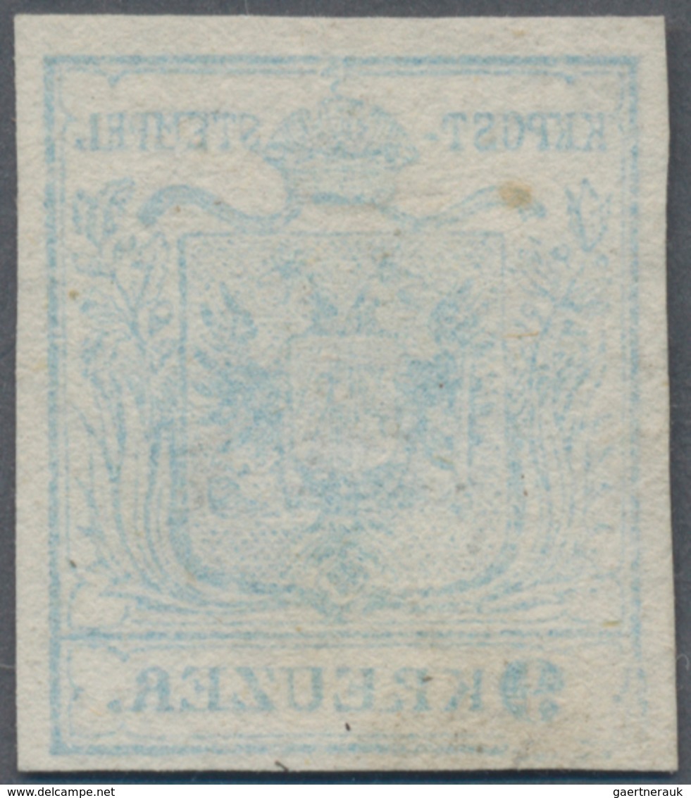 Österreich: 1850, Freimarke 9 Kr. Handpapier In Type I Mit Stark Gebrochener Eck Mit Abscherung Auf - Gebruikt