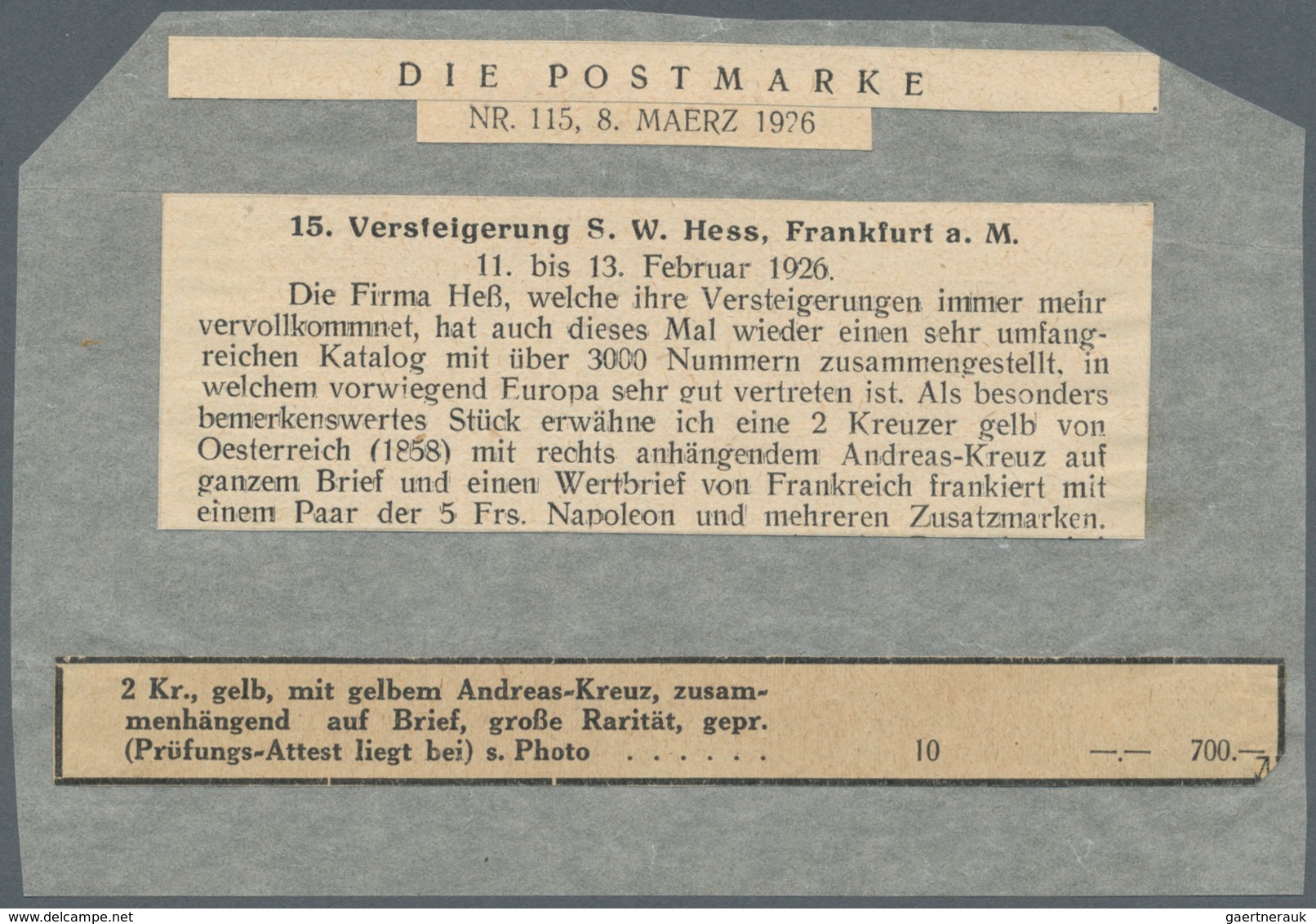 Österreich: 1858/59: 2 Kreuzer Gelb, Type II, Mit Kleinem Gelben Andreas-Kreuz Auf Kompletter Drucks - Usados