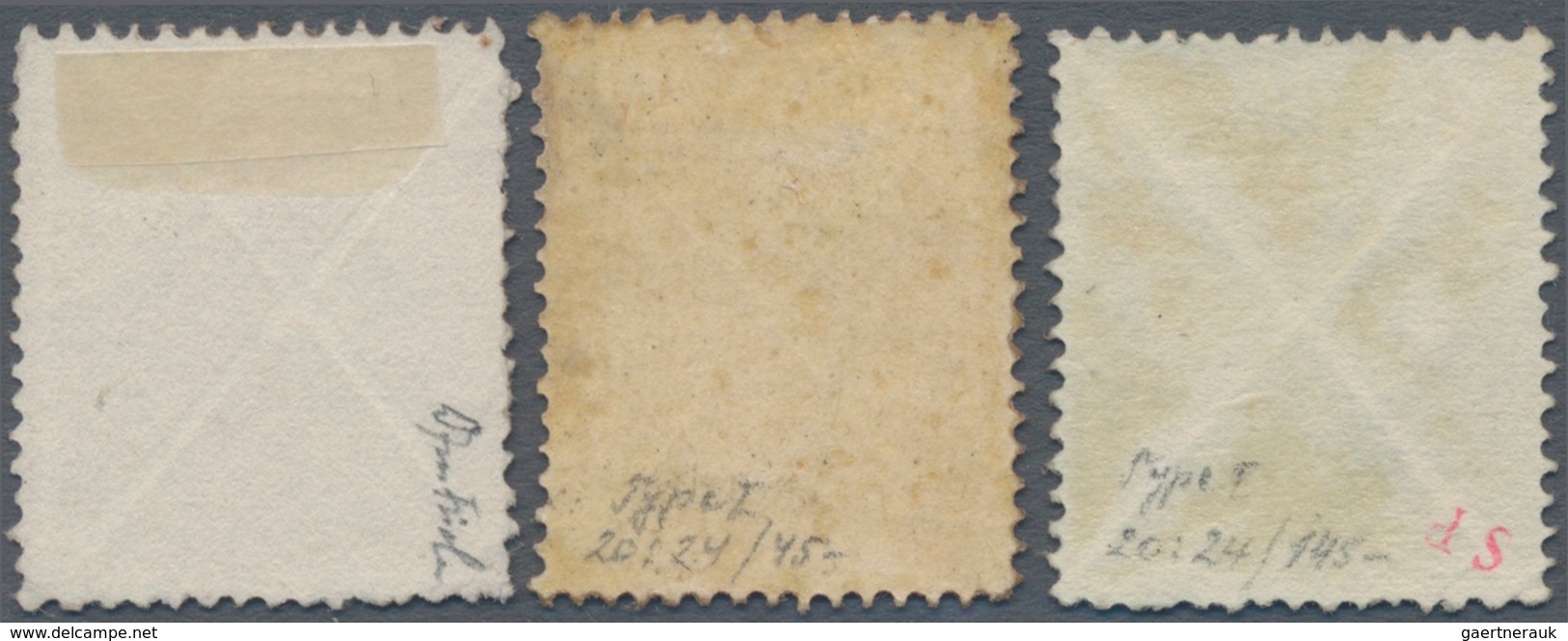 Österreich: 1858, Drei 'Große Andreaskreuze' In Grün (ohne Gummi), Rot (Originalgummi Aber Gummimgl. - Used Stamps